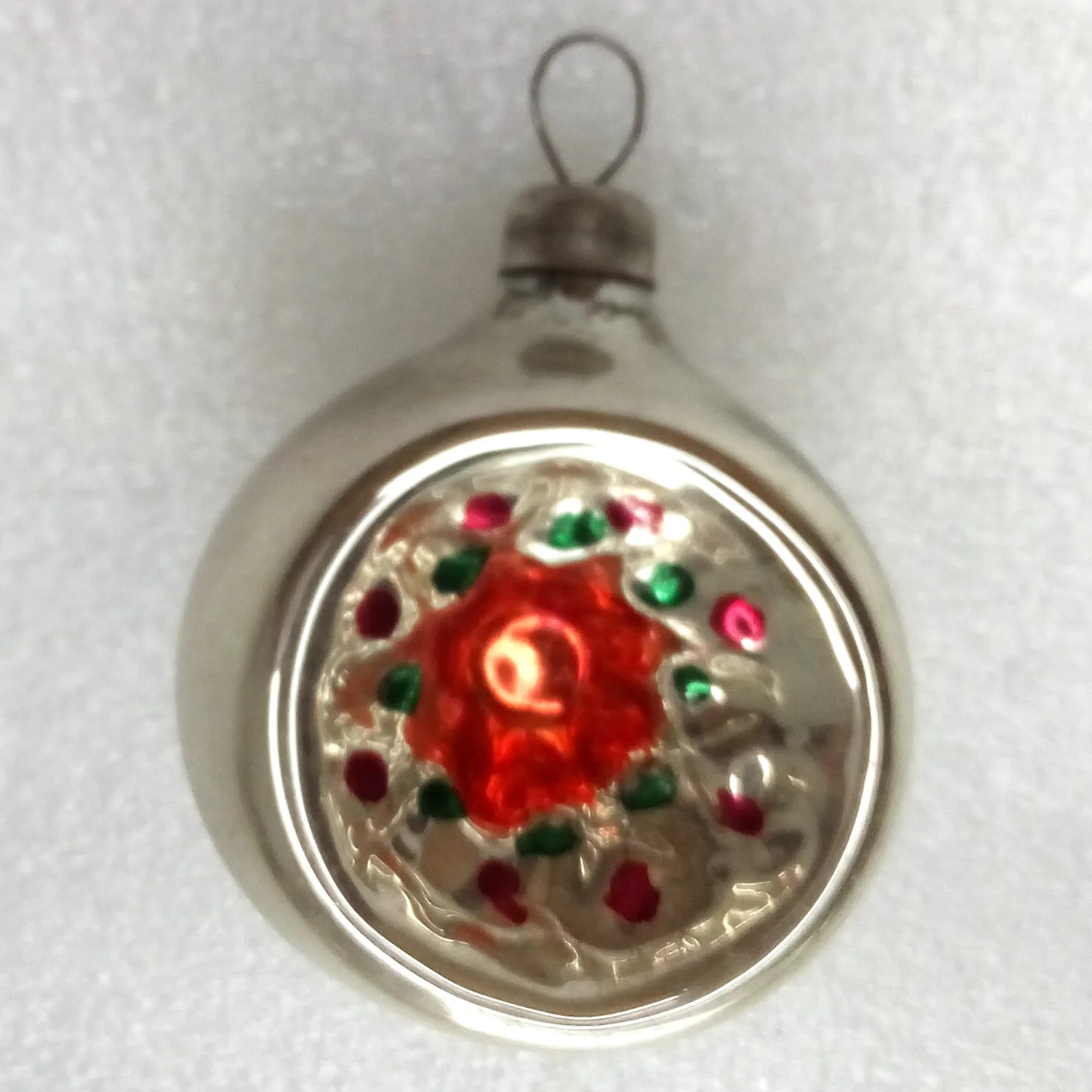 Vintage Ukrainian Glass Christmas Ornament Lantern