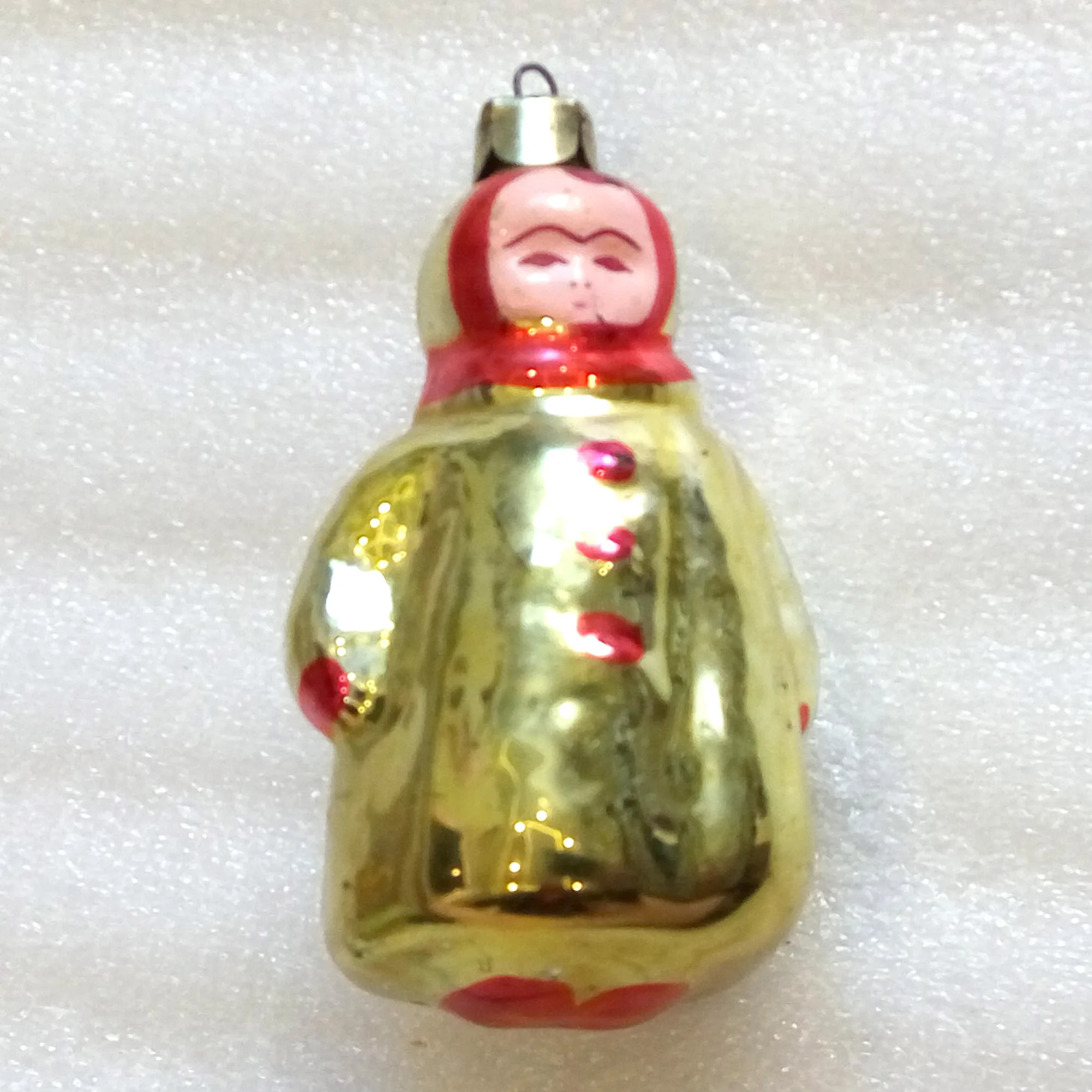 Vintage USSR Glass Christmas Ornament Girl