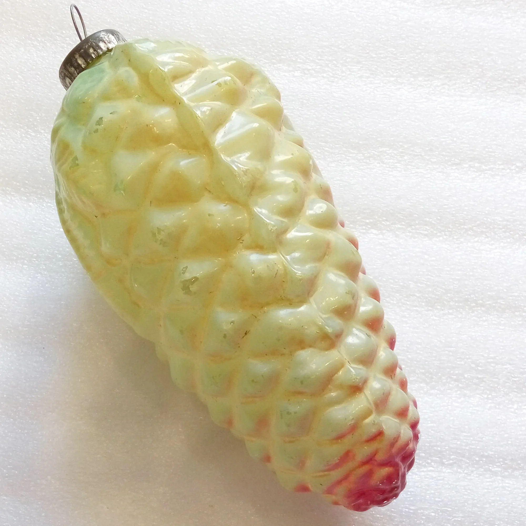 Huge Vintage USSR Glass Christmas Ornament Pinecone