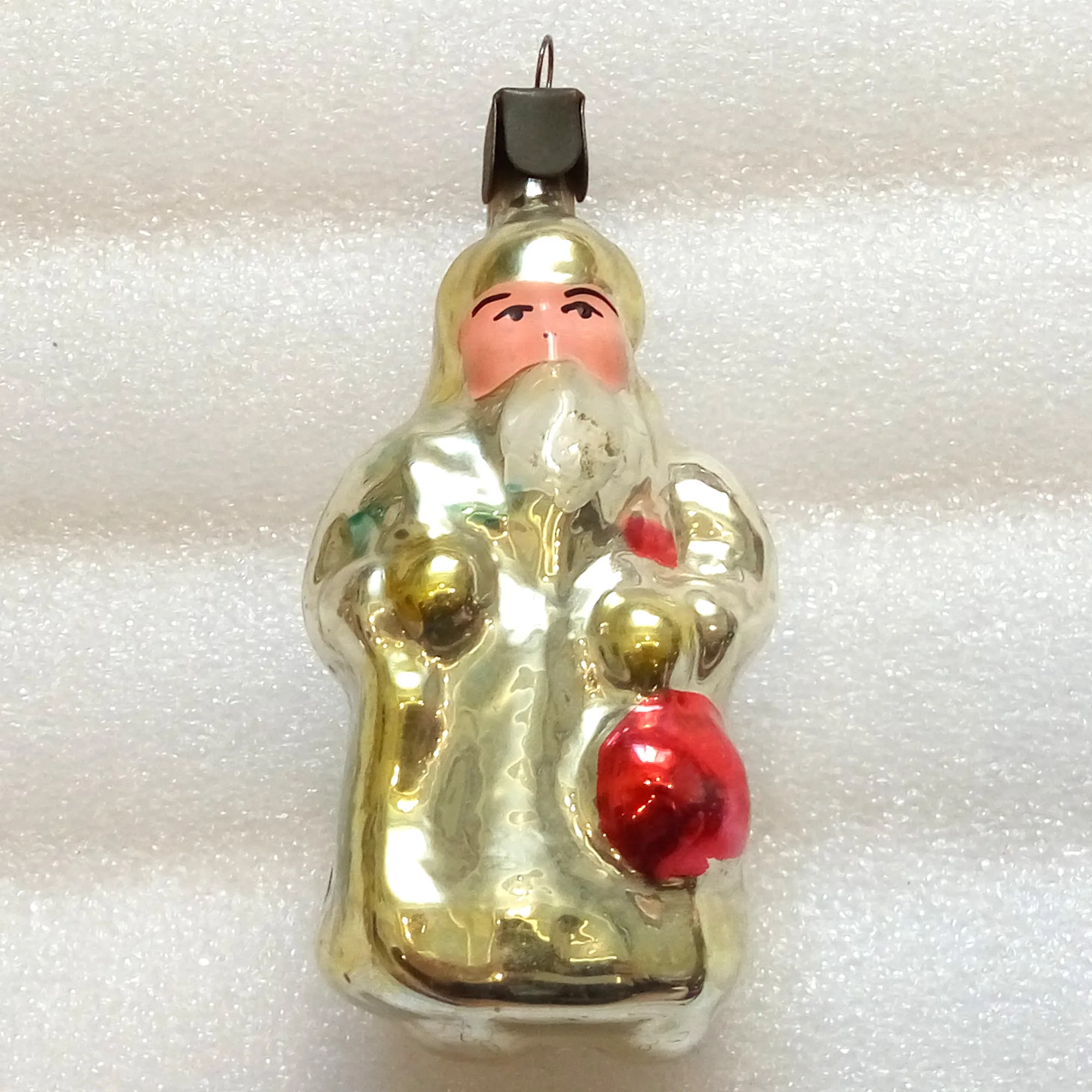 Vintage USSR Glass Christmas Tree Ornament Santa Claus