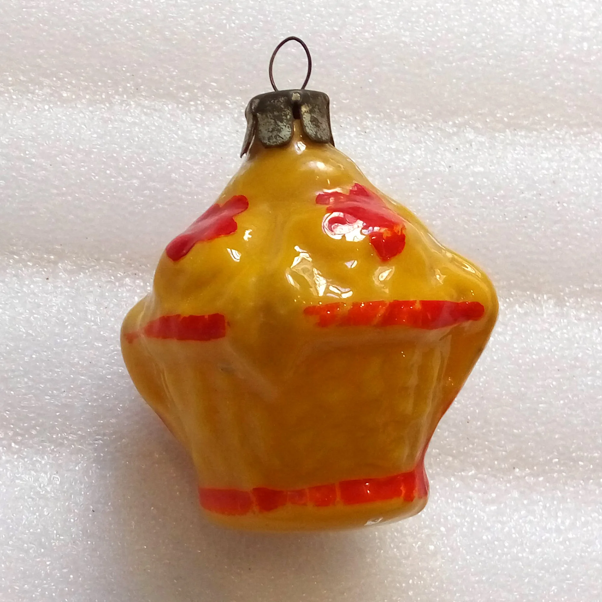 Vintage USSR Glass Christmas Tree Ornament Old Basket