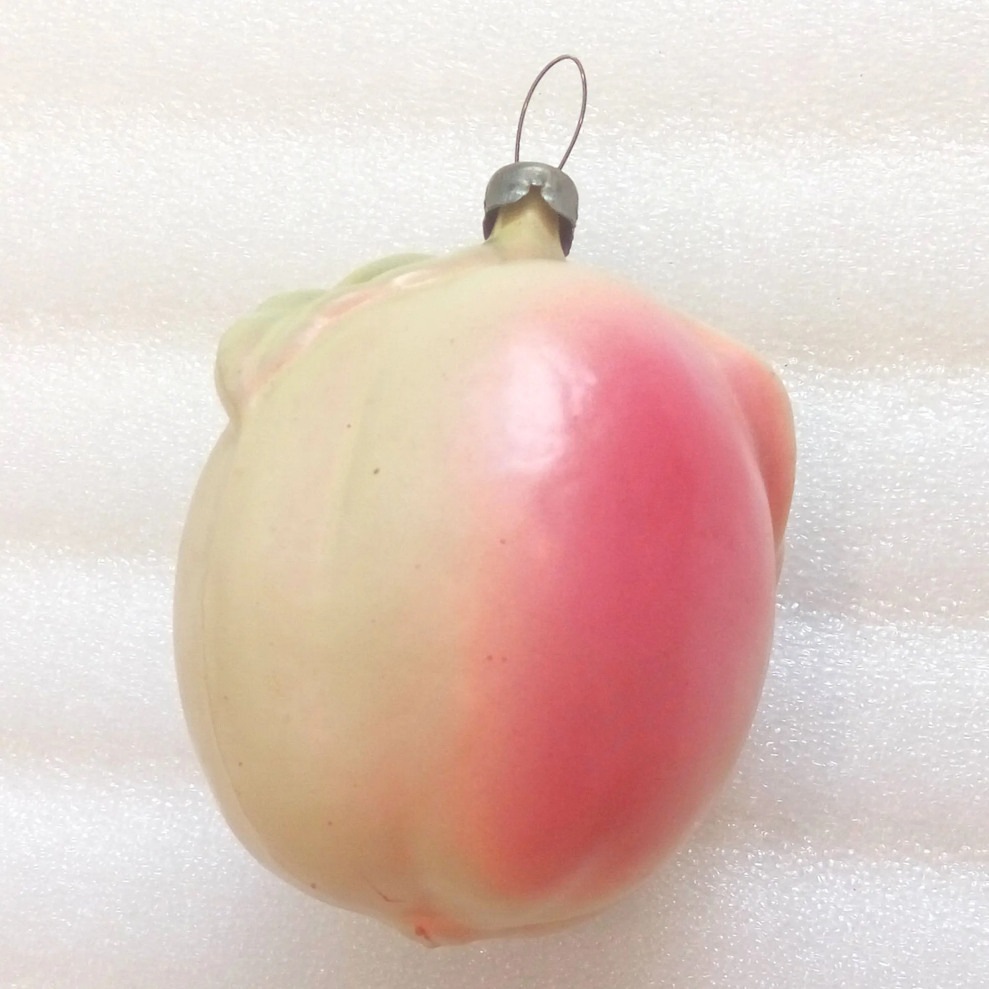 Vintage USSR Painted Glass Christmas Ornament Old Lemon