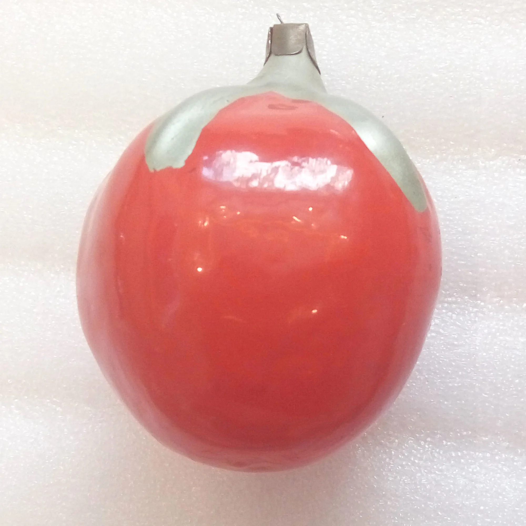Vintage USSR Painted Glass Christmas Ornament Old Tomato