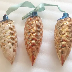 Set of 3 Vintage USSR Glass Christmas Ornaments Old Pinecones