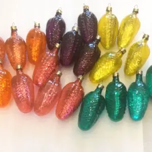 Set of 20 Vintage USSR Glass Christmas Ornaments Old Cones