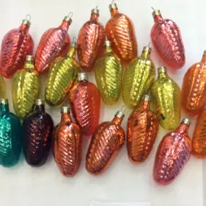 Set of 20 Vintage USSR Glass Christmas Ornaments Cones