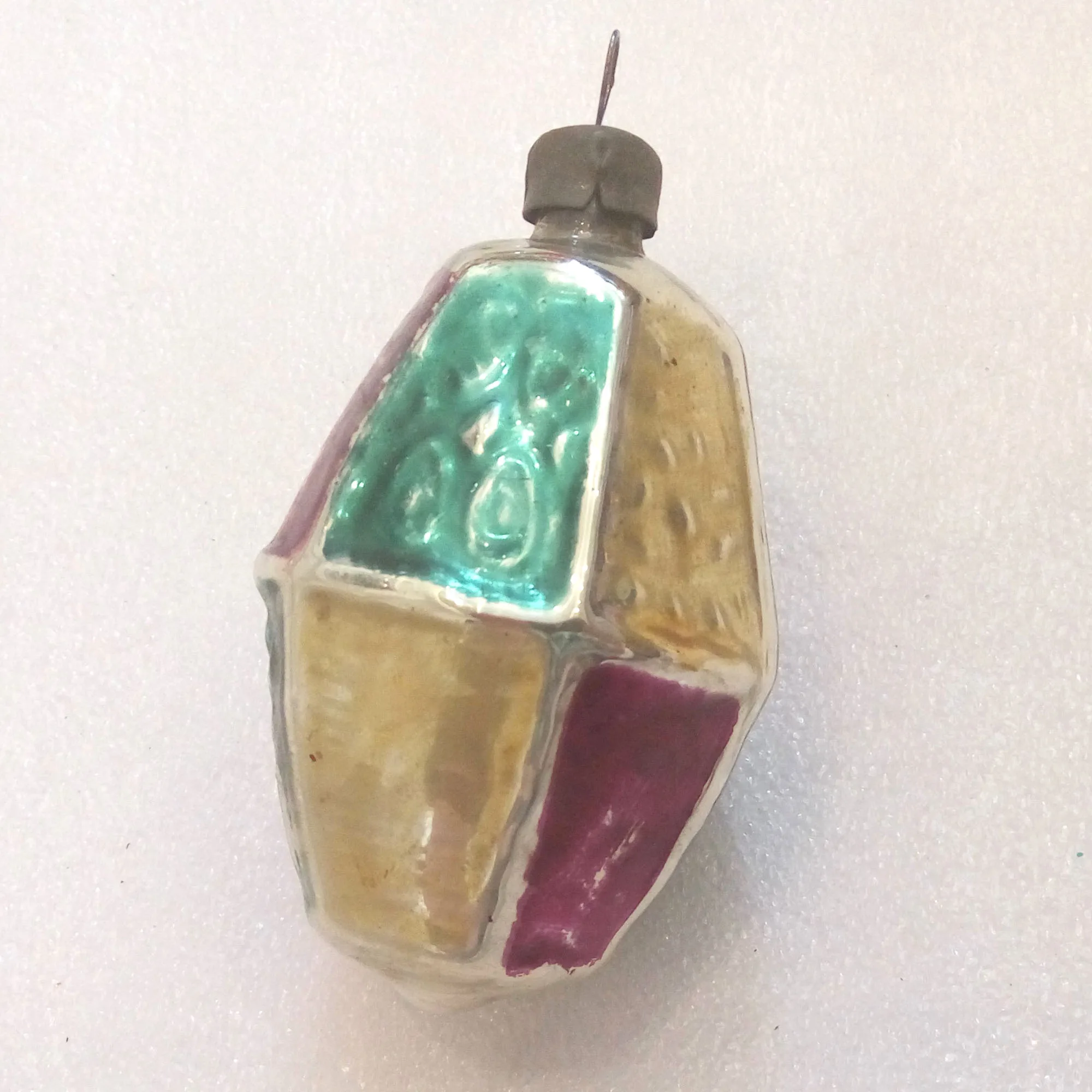 Antique Vintage Russian Glass Christmas Ornament Lantern