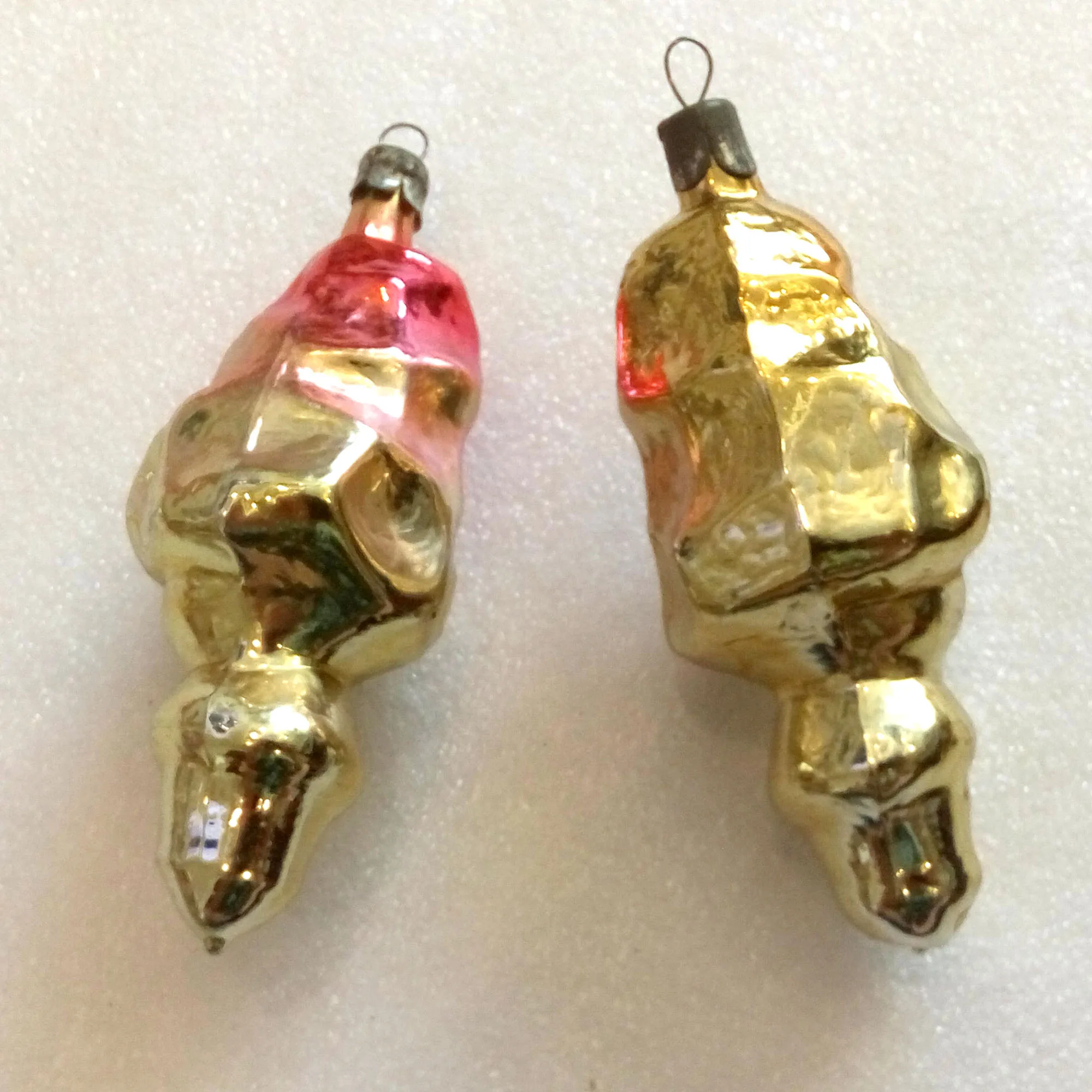 Set of 2 Antique Vintage Russian Glass Christmas Ornaments Mushrooms