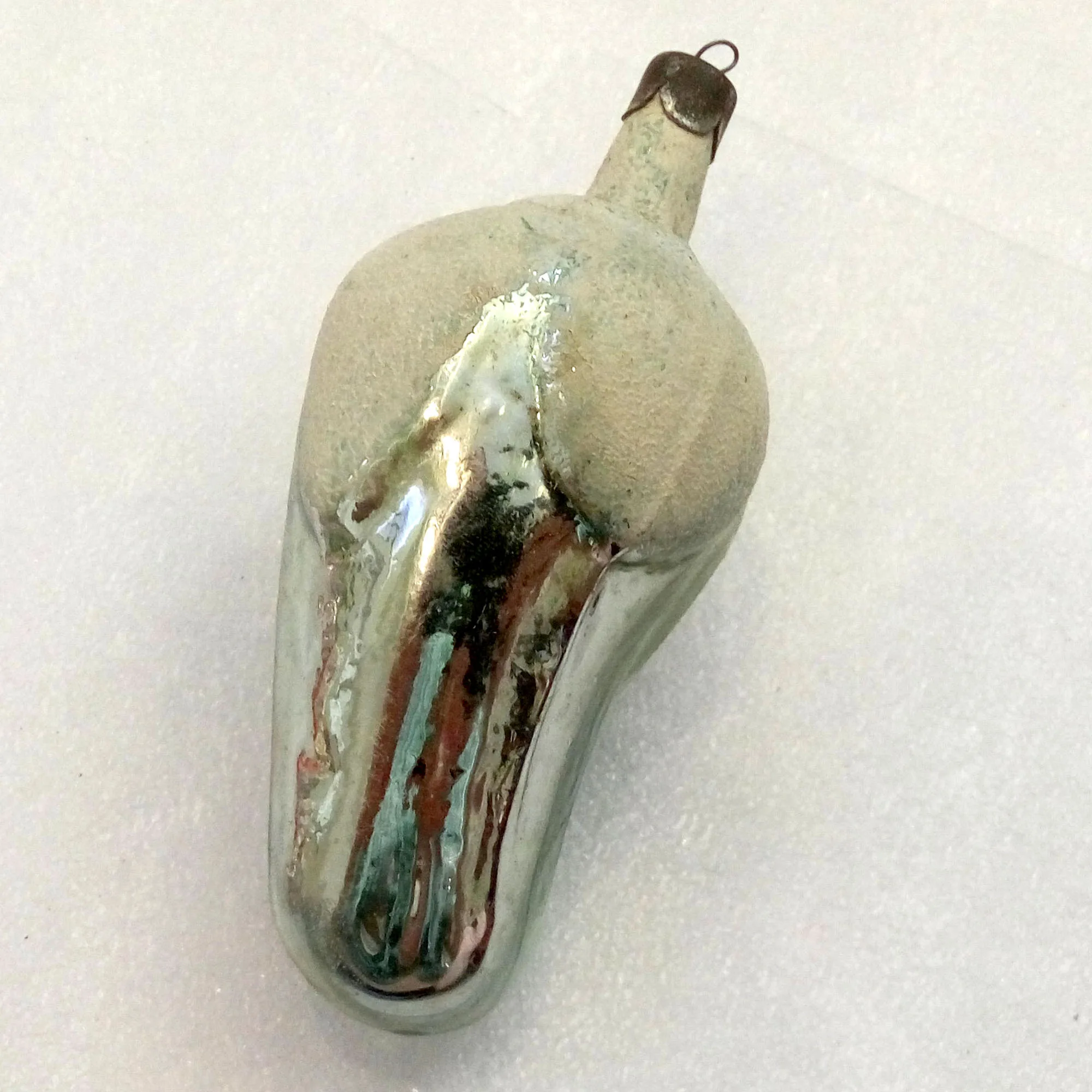Antique Vintage Russian Glass Christmas Ornament Eggplant