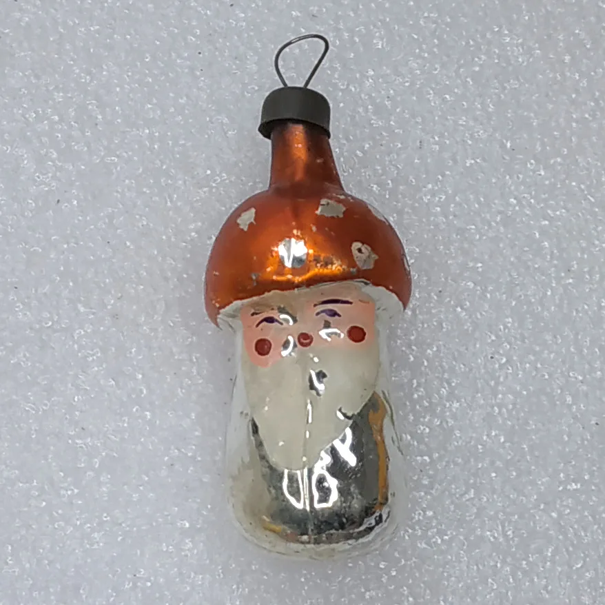 Antique Vintage USSR Glass Christmas Tree Ornament Toy Mushroom