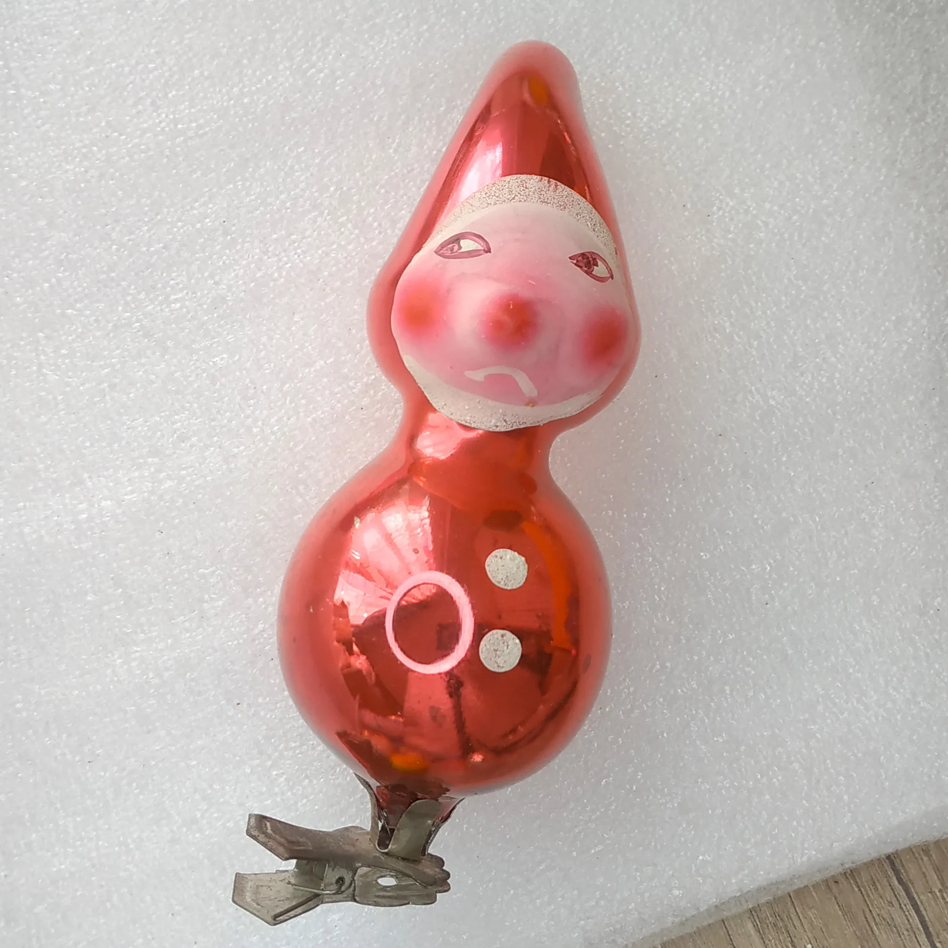 Antique Vintage USSR Silver Glass Christmas Tree Ornament Jester