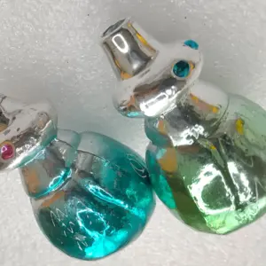 Set of 2 Antique Vintage Silver Glass Christmas Tree Ornaments Bugs