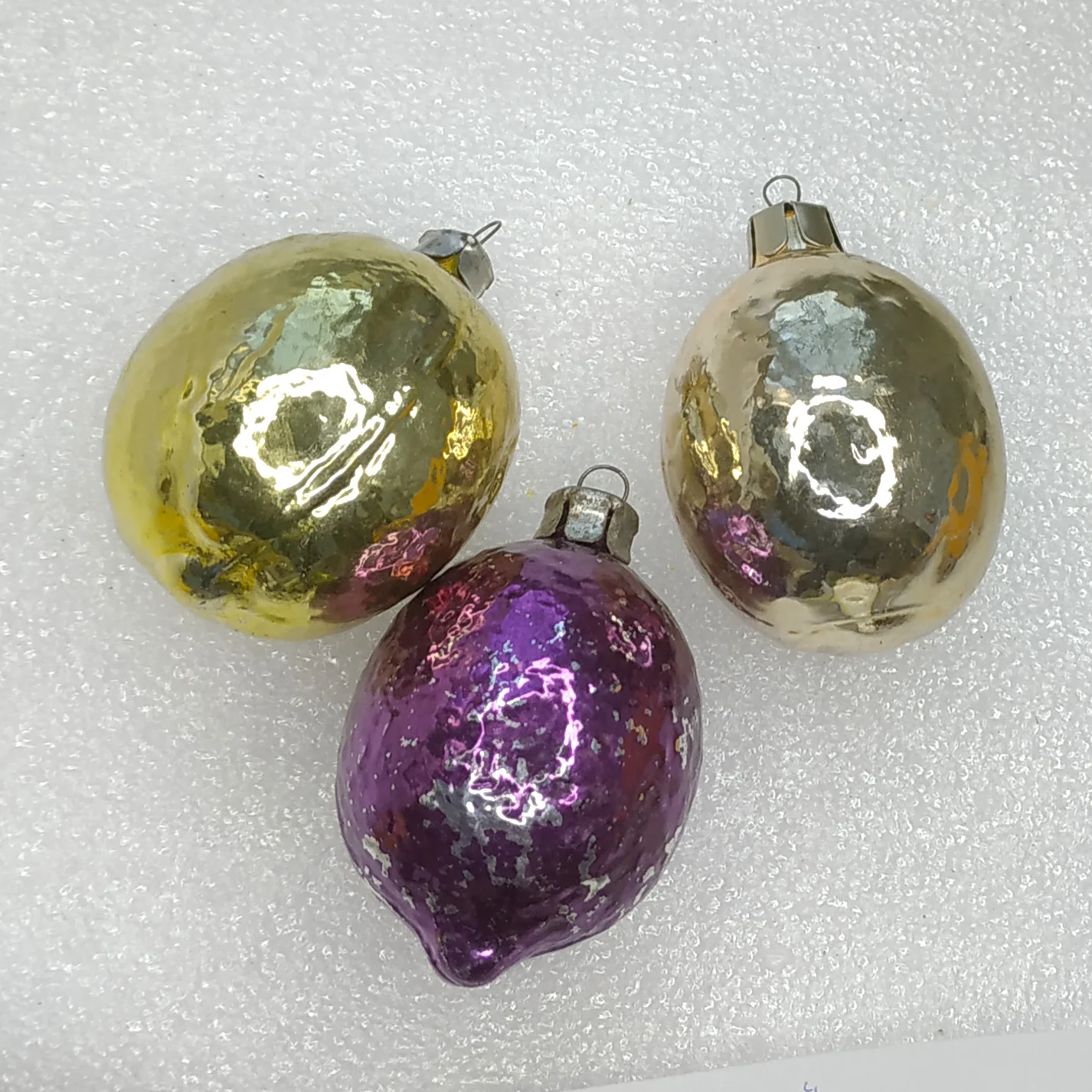 Set of 3 Antique Vintage Glass USSR Christmas Ornaments Lemons