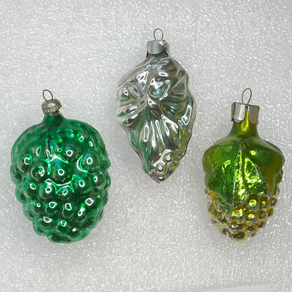 Set of 3 Antique Vintage Glass USSR Christmas Ornaments Grapes