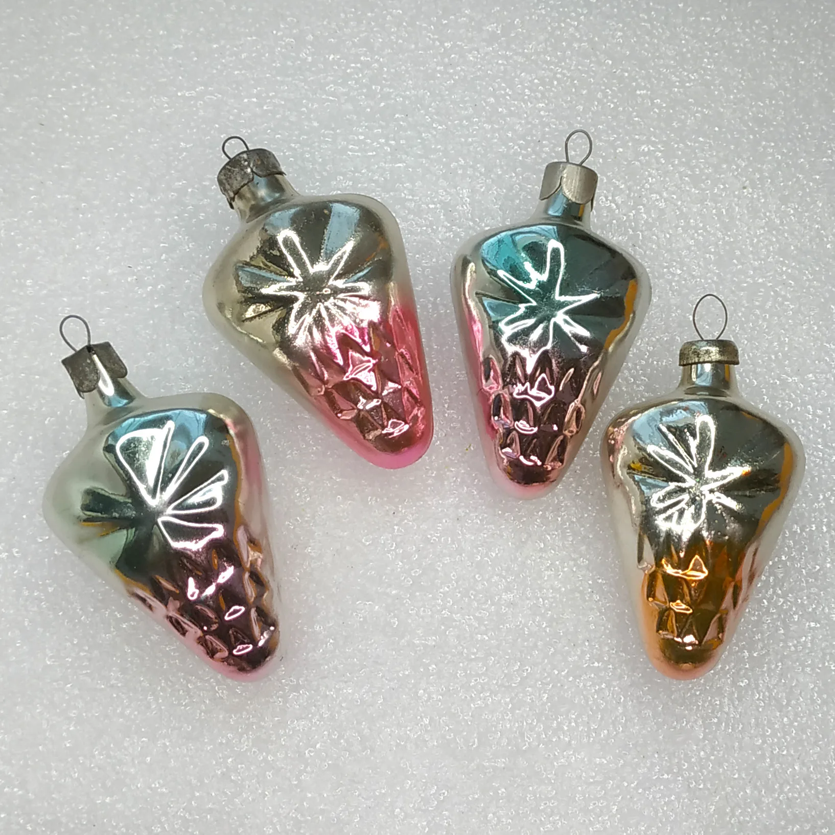 Set of 4 Antique Vintage Glass USSR Christmas Ornaments Grapes