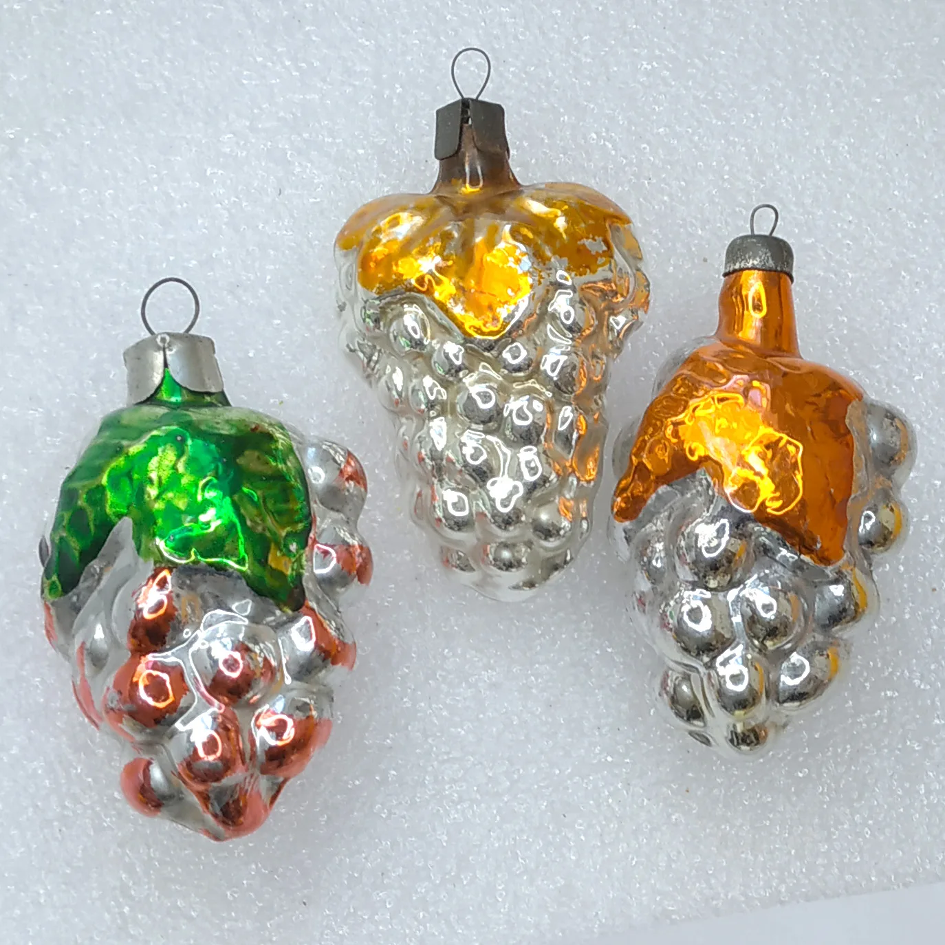 Set of 3 Antique Vintage Glass USSR Christmas Ornaments Grapes
