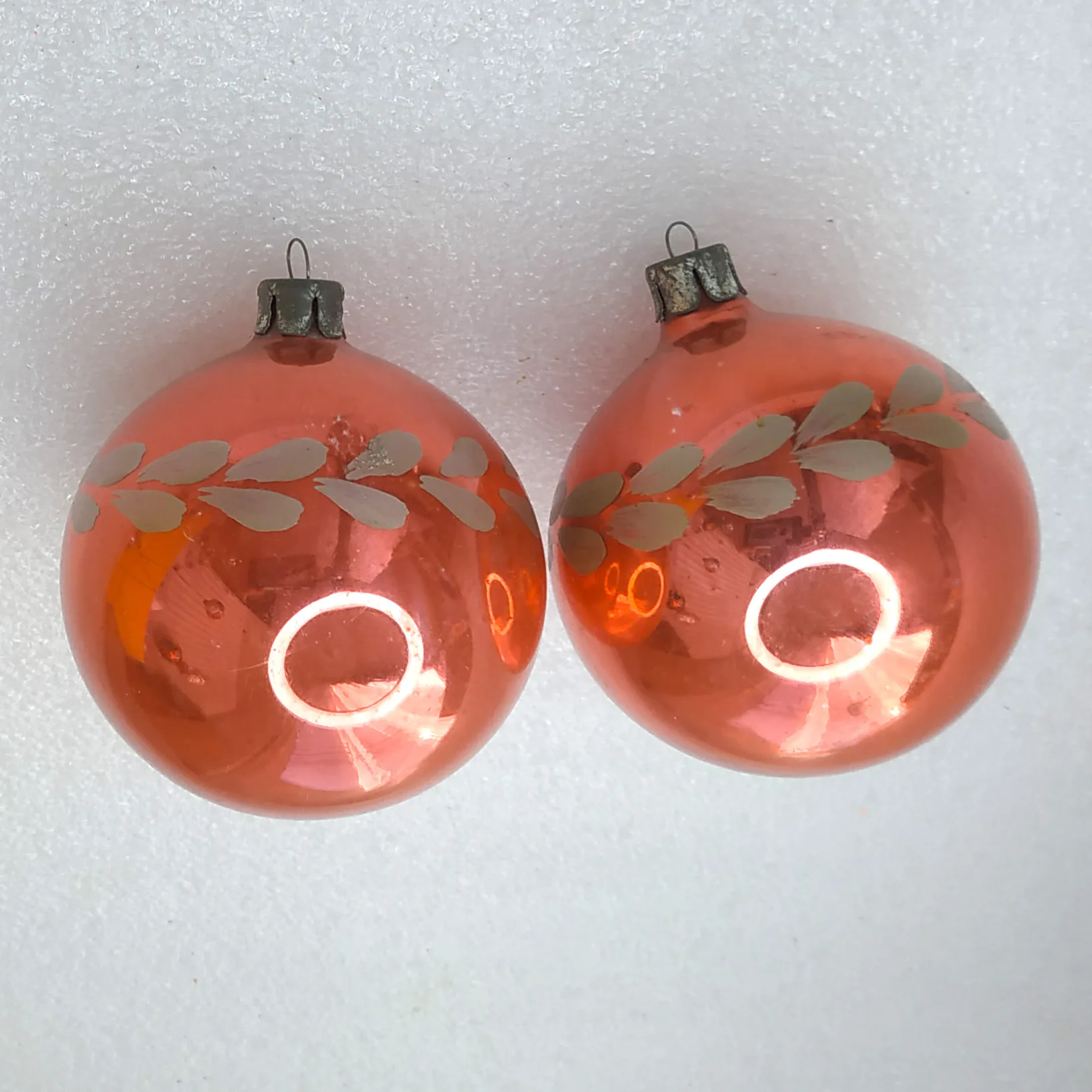Set of 3 Antique Vintage Silver Glass USSR Christmas Ornaments Balls