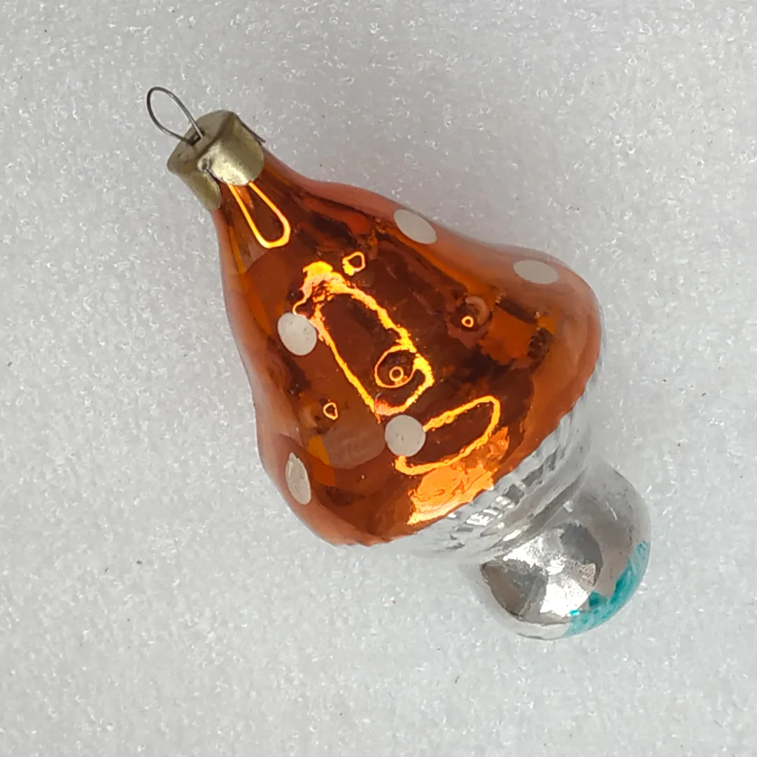 Antique Vintage Glass USSR Christmas Ornament Tree Toy Mushroom