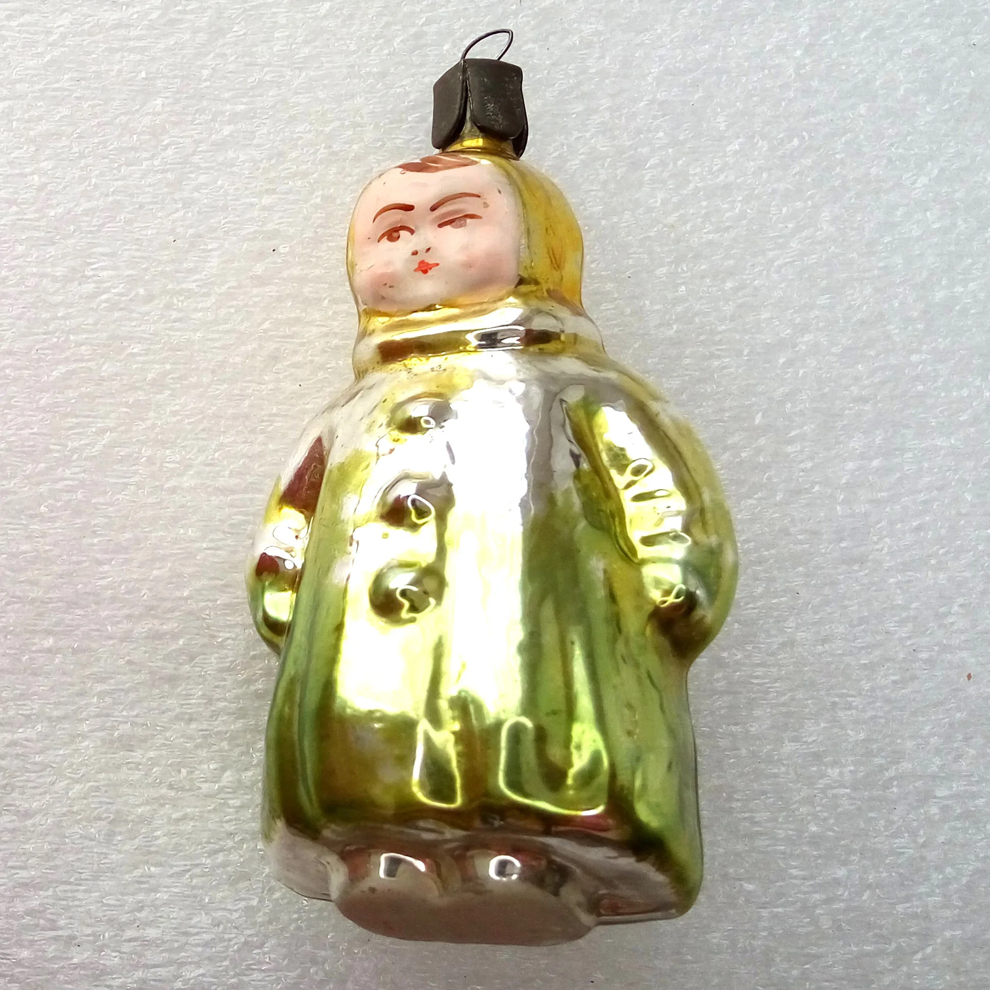 Vintage USSR Glass Christmas Ornament Girl