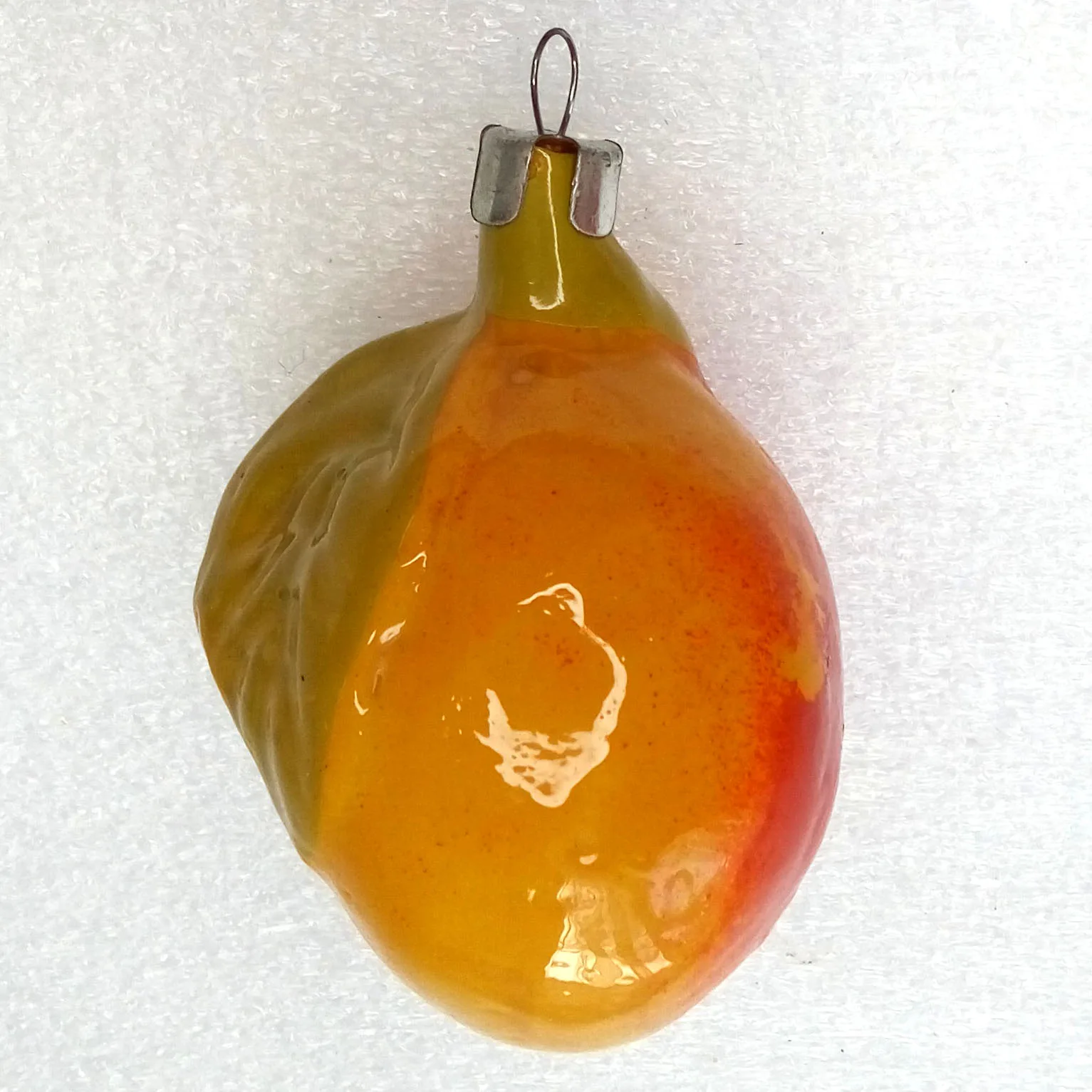 Vintage USSR Glass Christmas Tree Ornament Old Peach