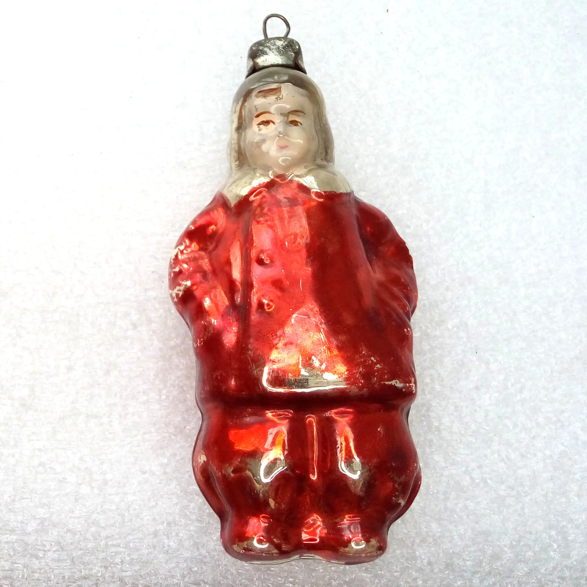 Vintage Ukrainian Glass Christmas Ornament Girl