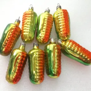Set of 8 Vintage USSR Glass Christmas Ornament Corns