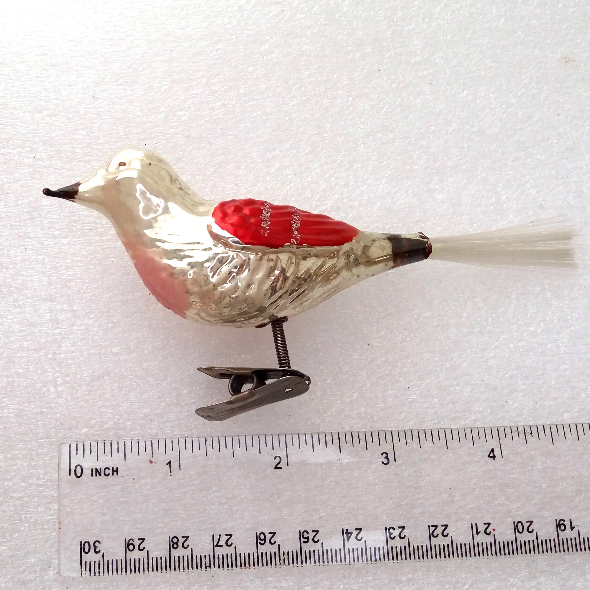 Antique Vintage German Glass Christmas Ornament Bird