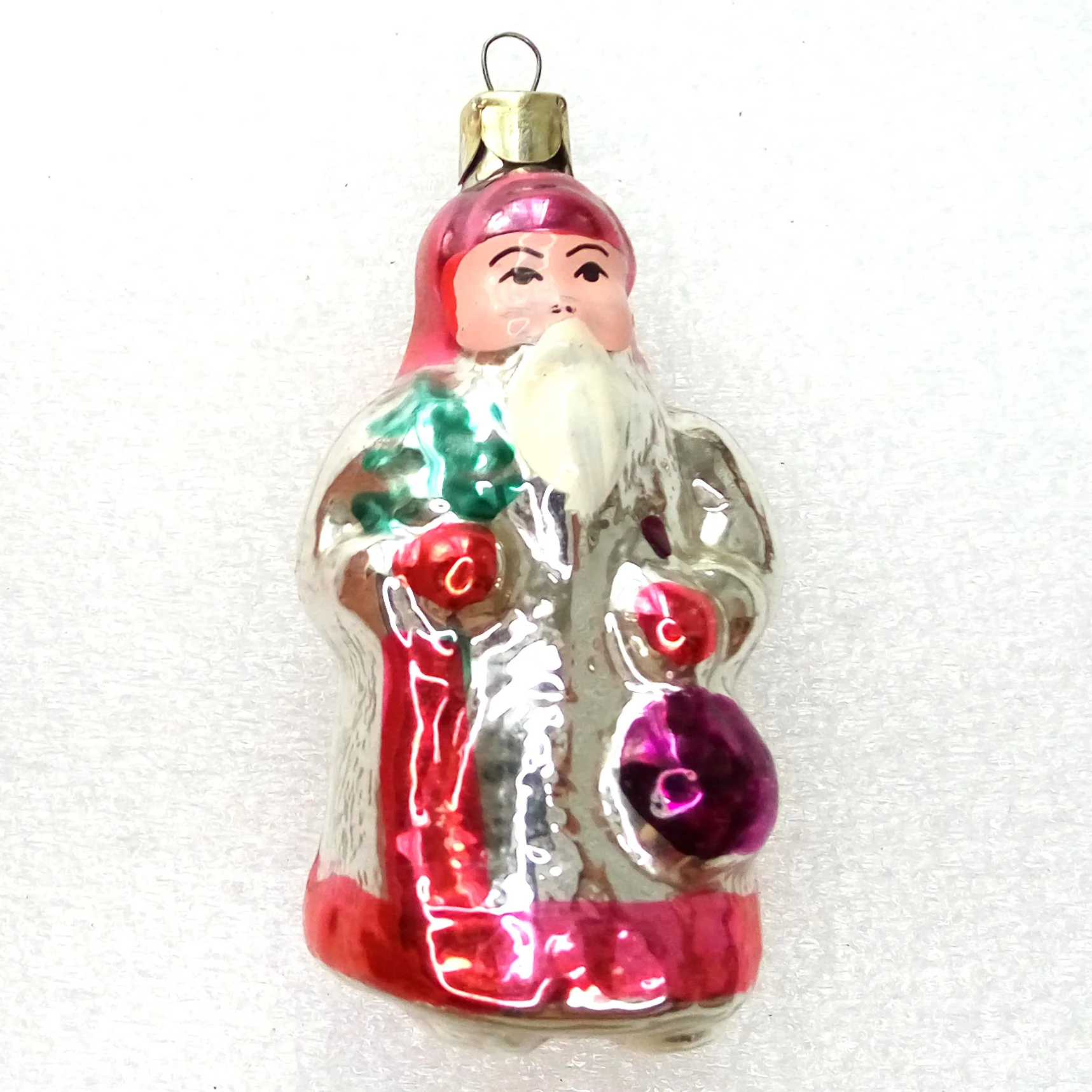Vintage Ukrainian Glass Christmas Ornament Santa Claus