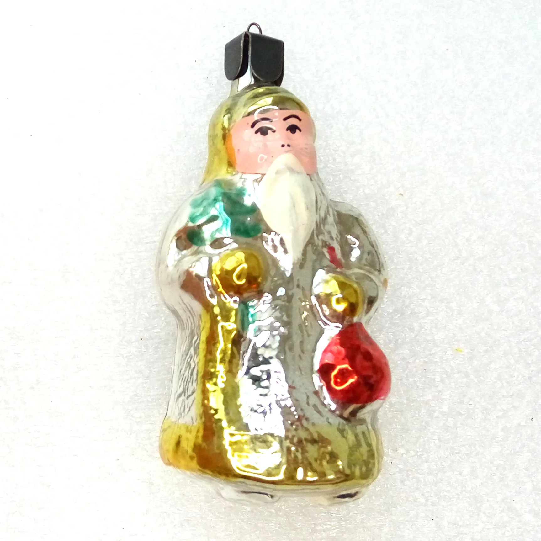 Vintage Ukrainian Glass Christmas Ornament Santa Claus