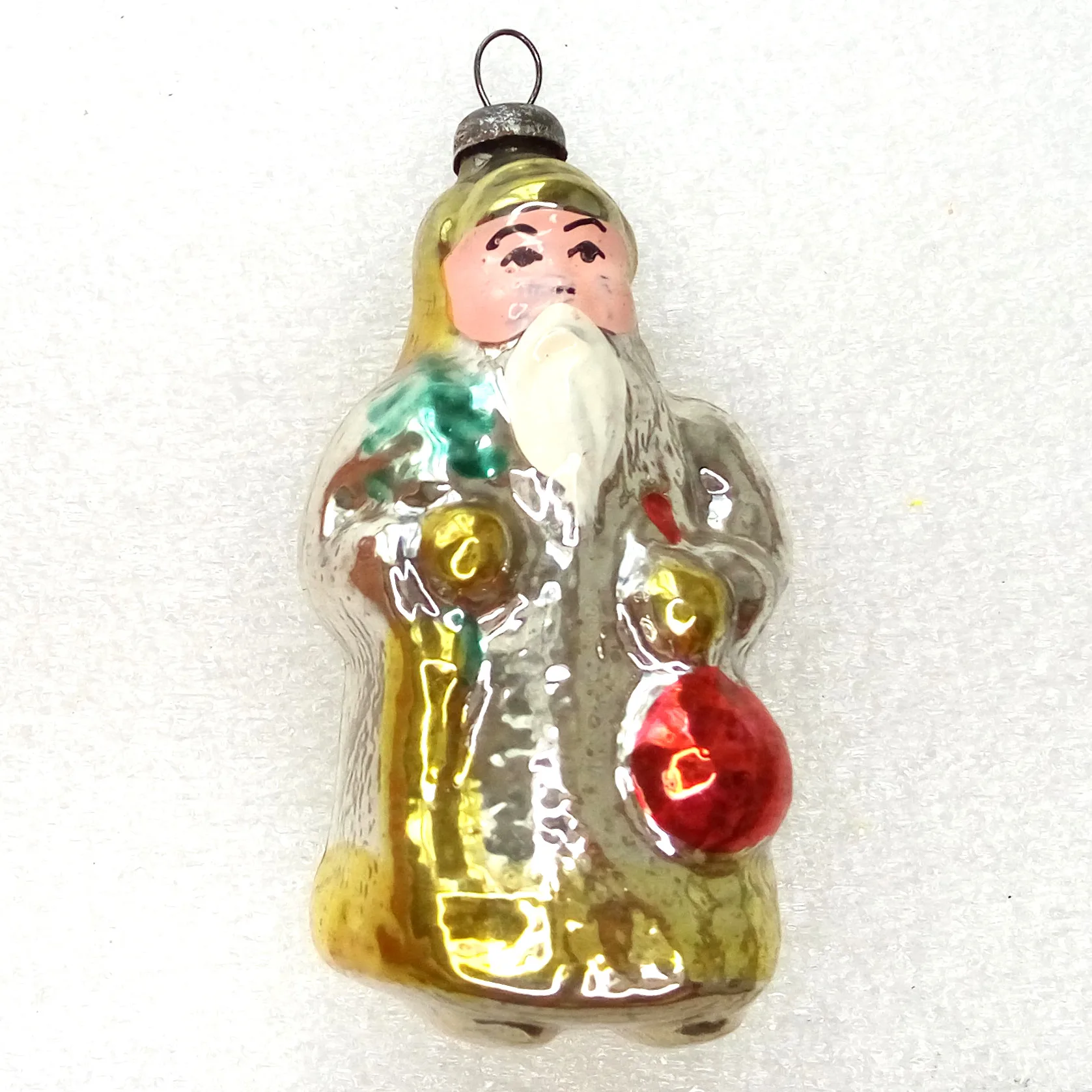 Vintage Ukrainian Glass Christmas Ornament Santa Claus