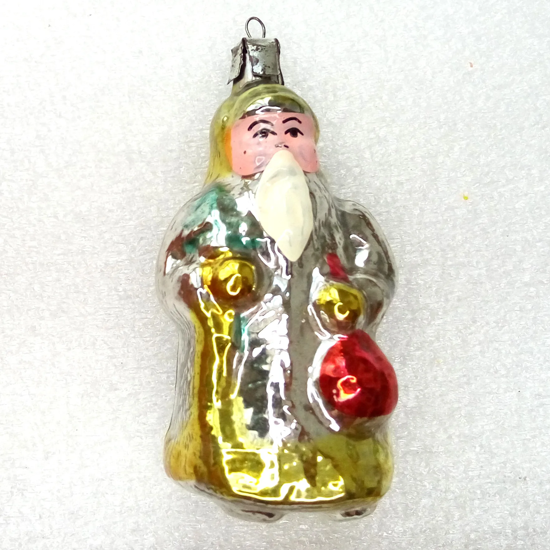 Vintage Ukrainian Glass Christmas Ornament Santa Claus