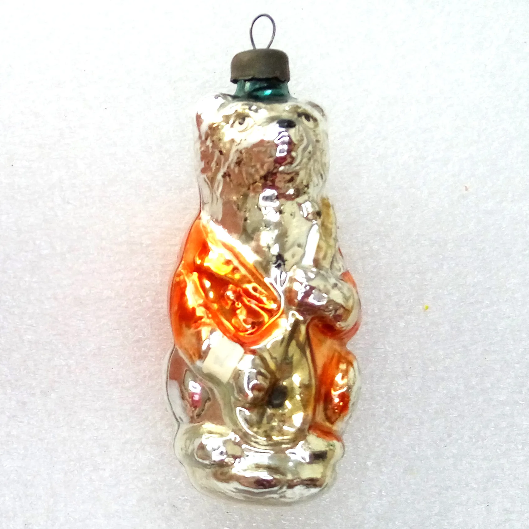 Vintage Ukrainian Glass Christmas Ornament Bear