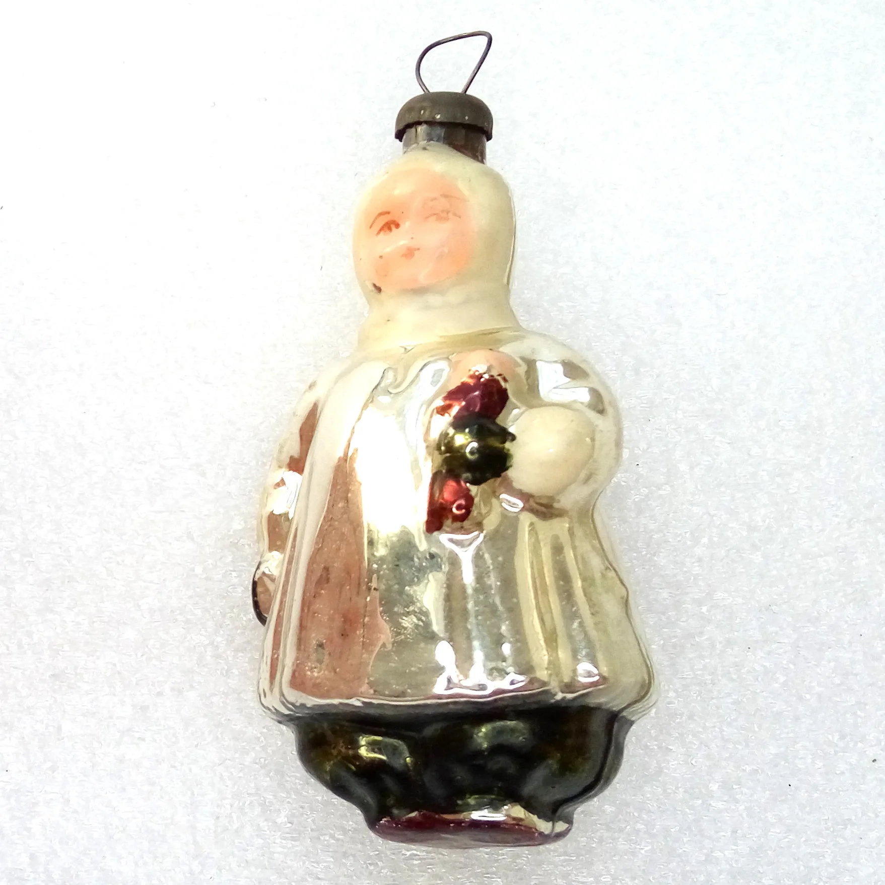Antique Vintage Mercury Glass Christmas Ornament Girl Doll