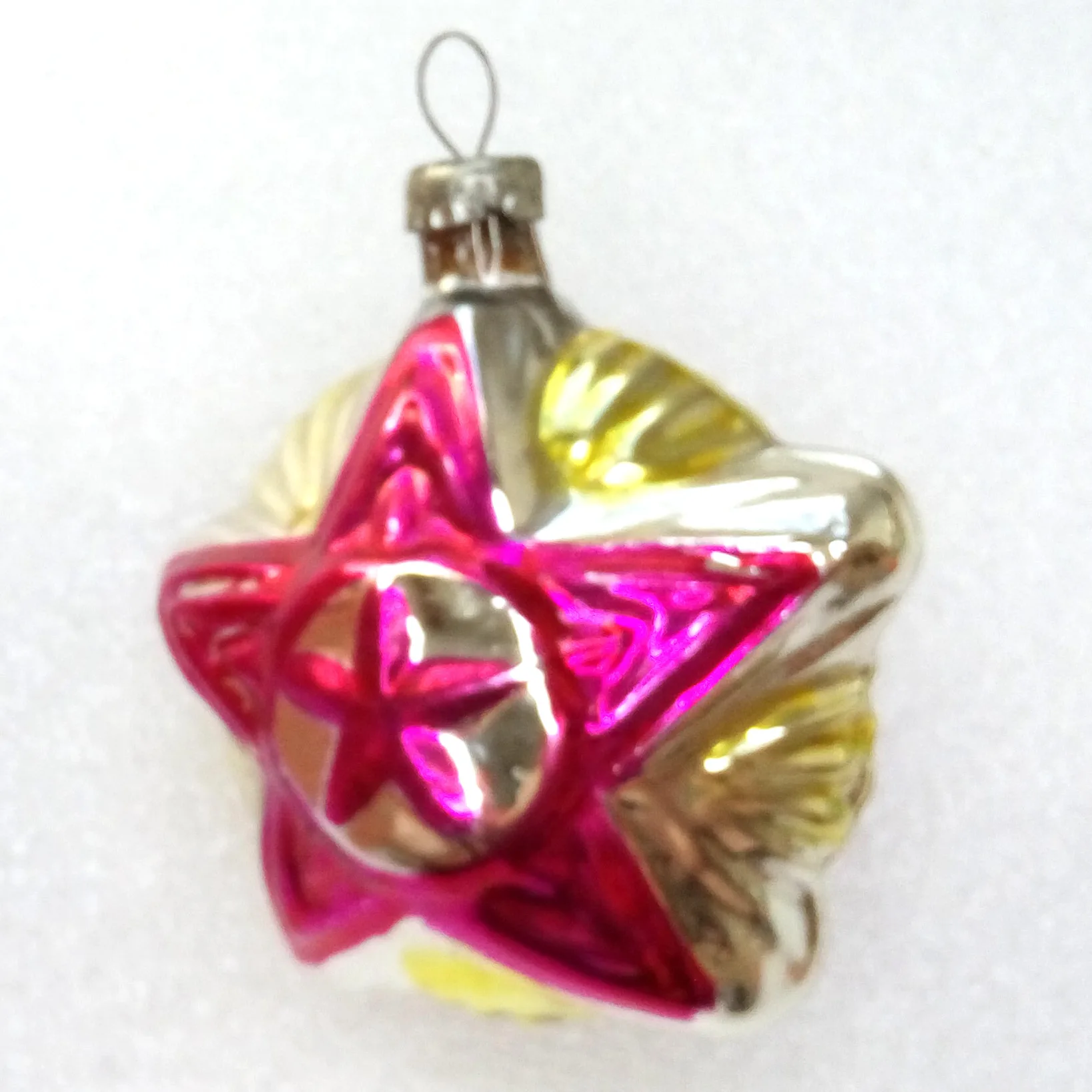 Vintage USSR Glass Christmas Ornament Red Star