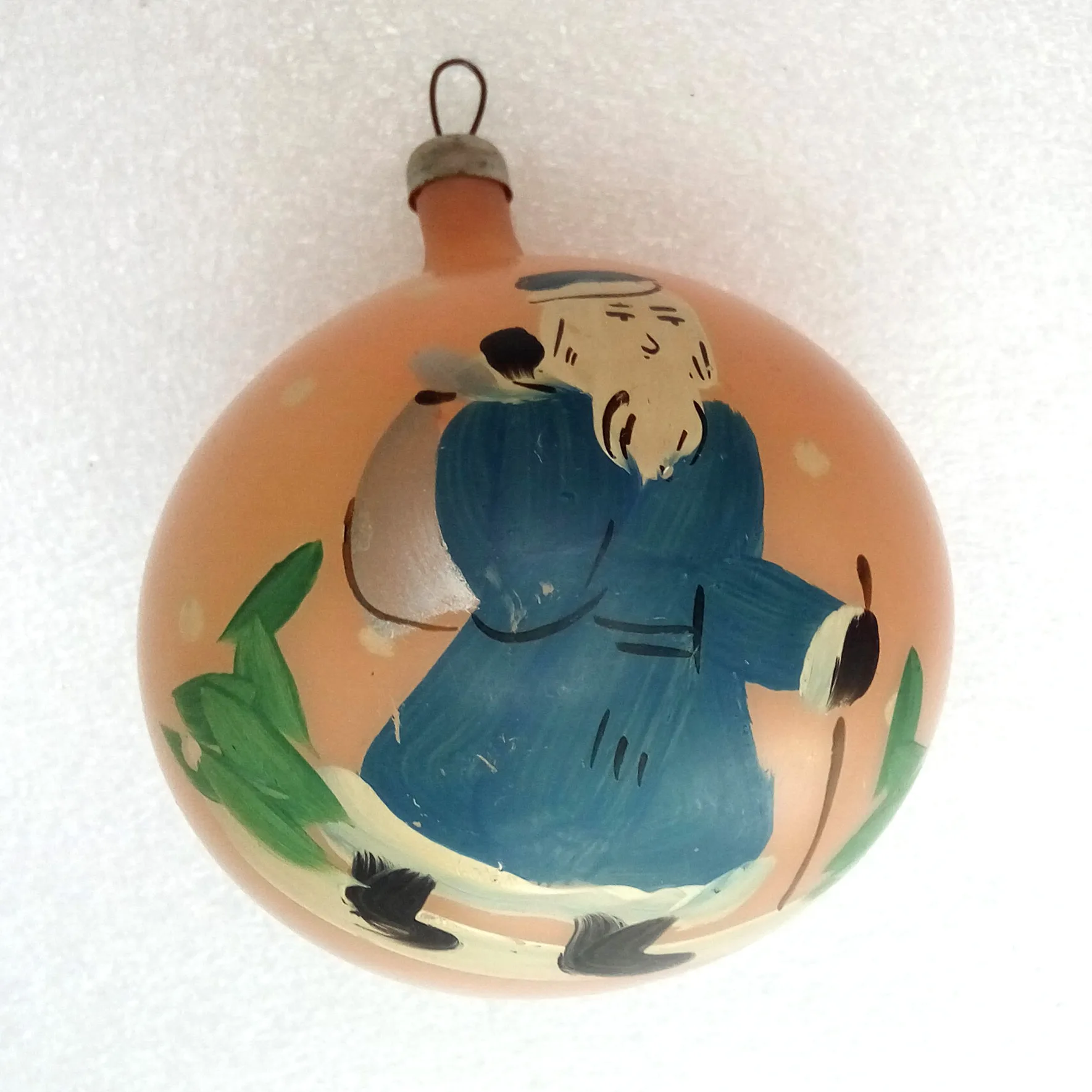 Antique Vintage USSR Glass Christmas Ornament Santa