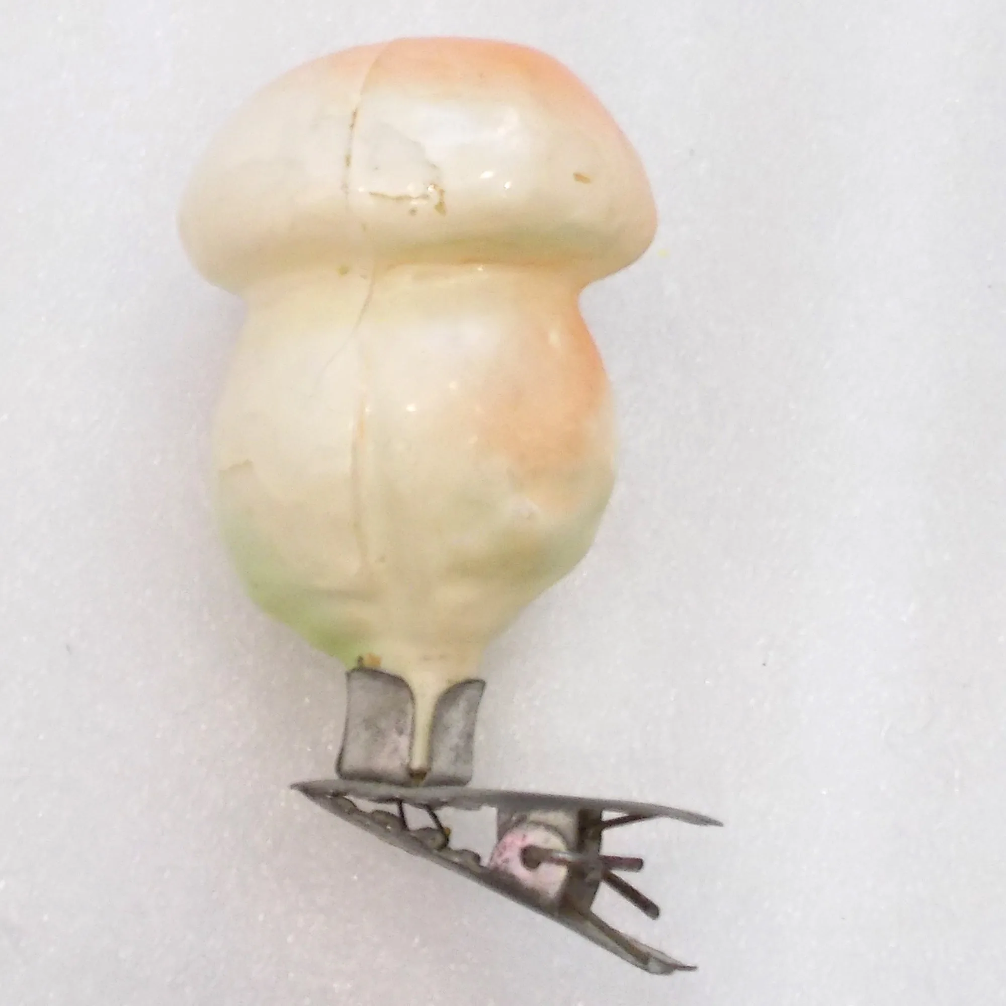 Vintage USSR Glass Christmas Tree Ornament Old Mushroom