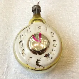 Vintage USSR Glass Christmas Tree Ornament Old Clock