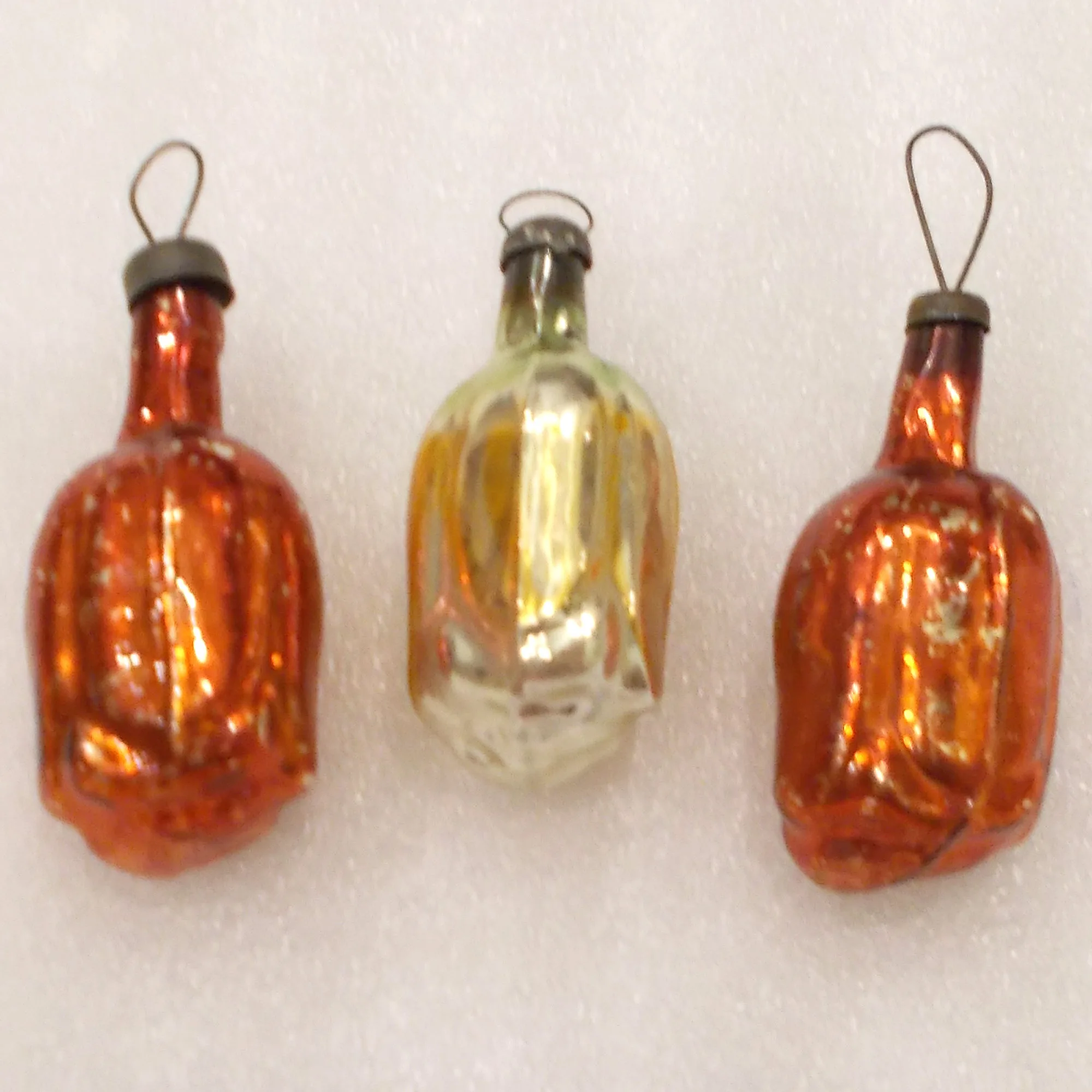 Set of 3 Antique Vintage USSR Glass Christmas Tree Ornament Flower