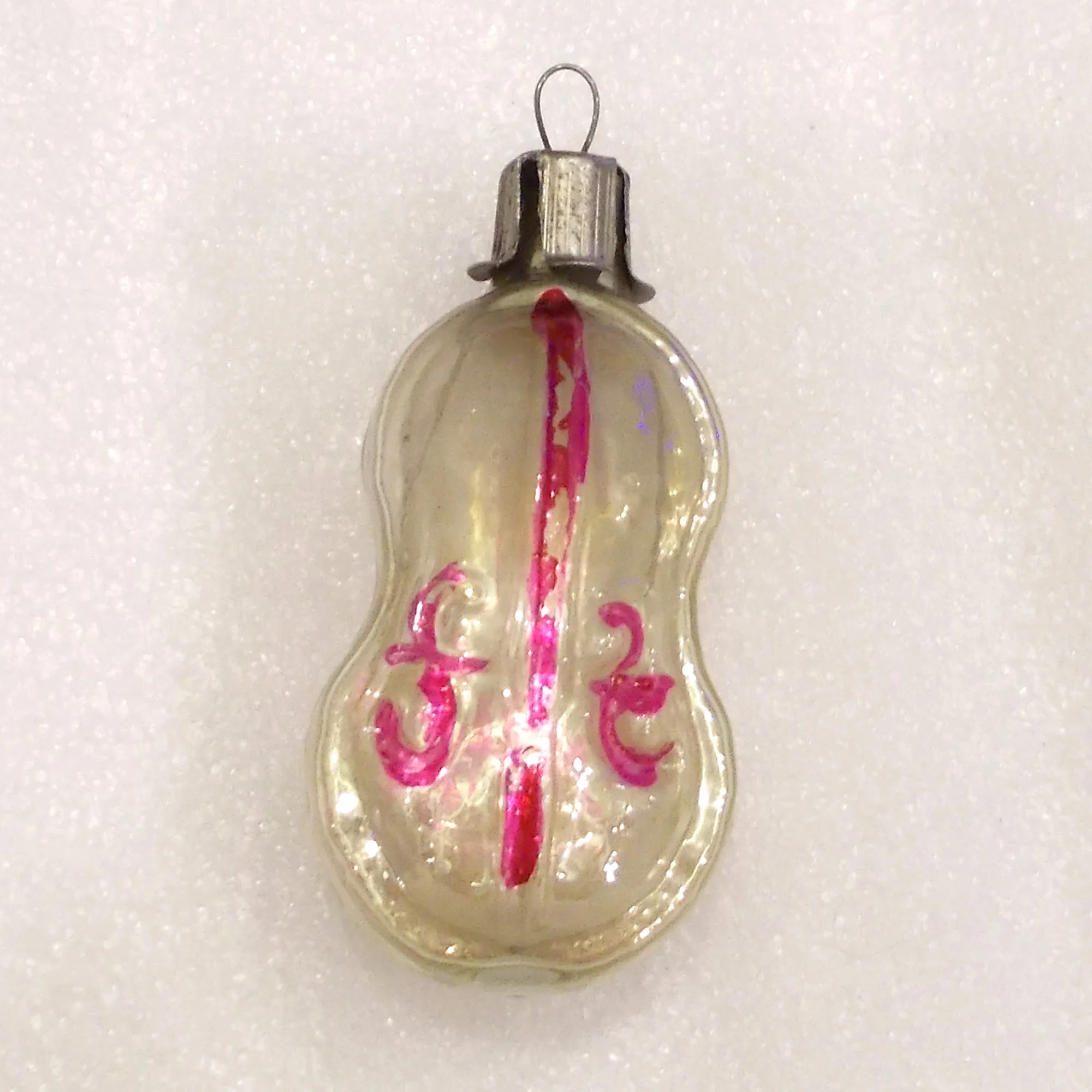 Vintage USSR Glass Christmas Tree Ornament Violin