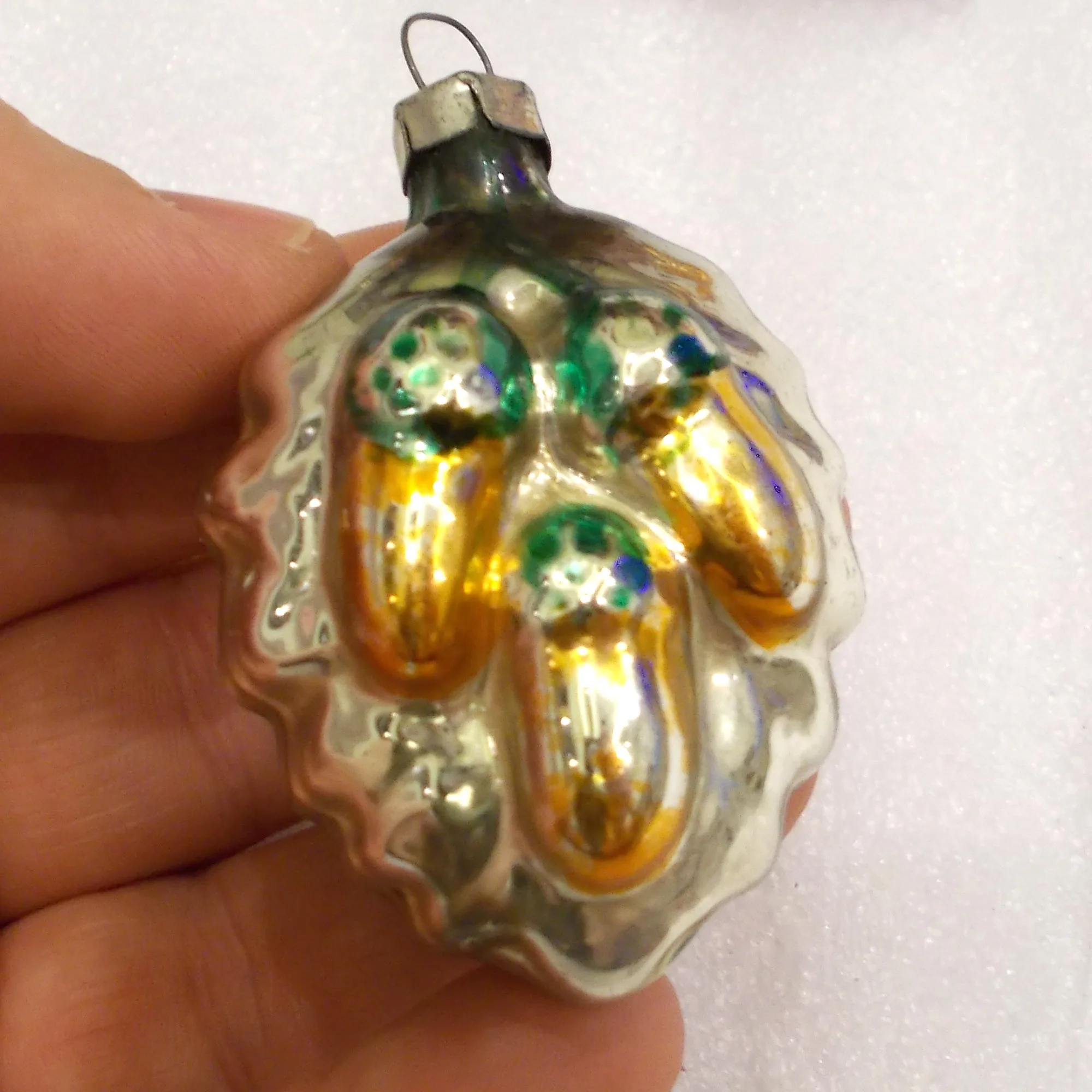 Vintage USSR Glass Christmas Tree Ornament Old Acorns