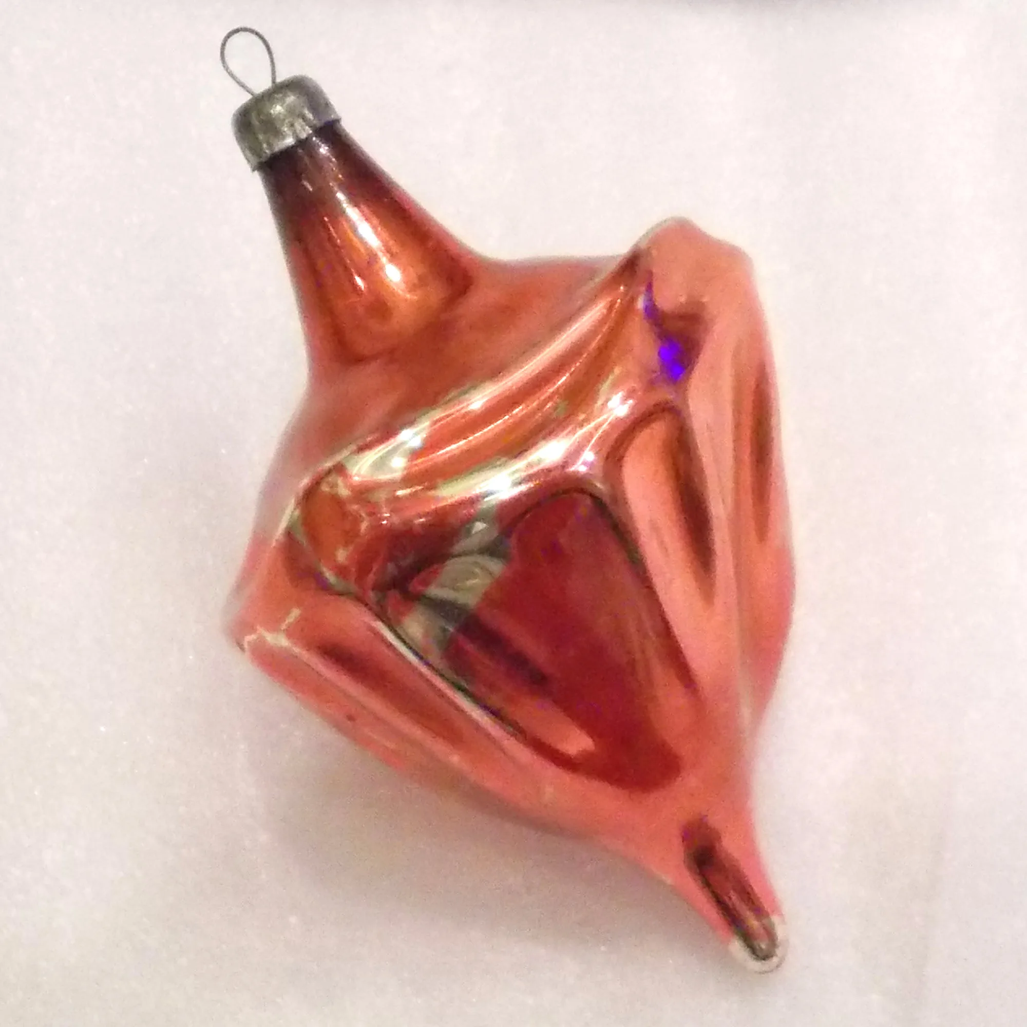 Vintage USSR Glass Christmas Ornament Old Spinning top