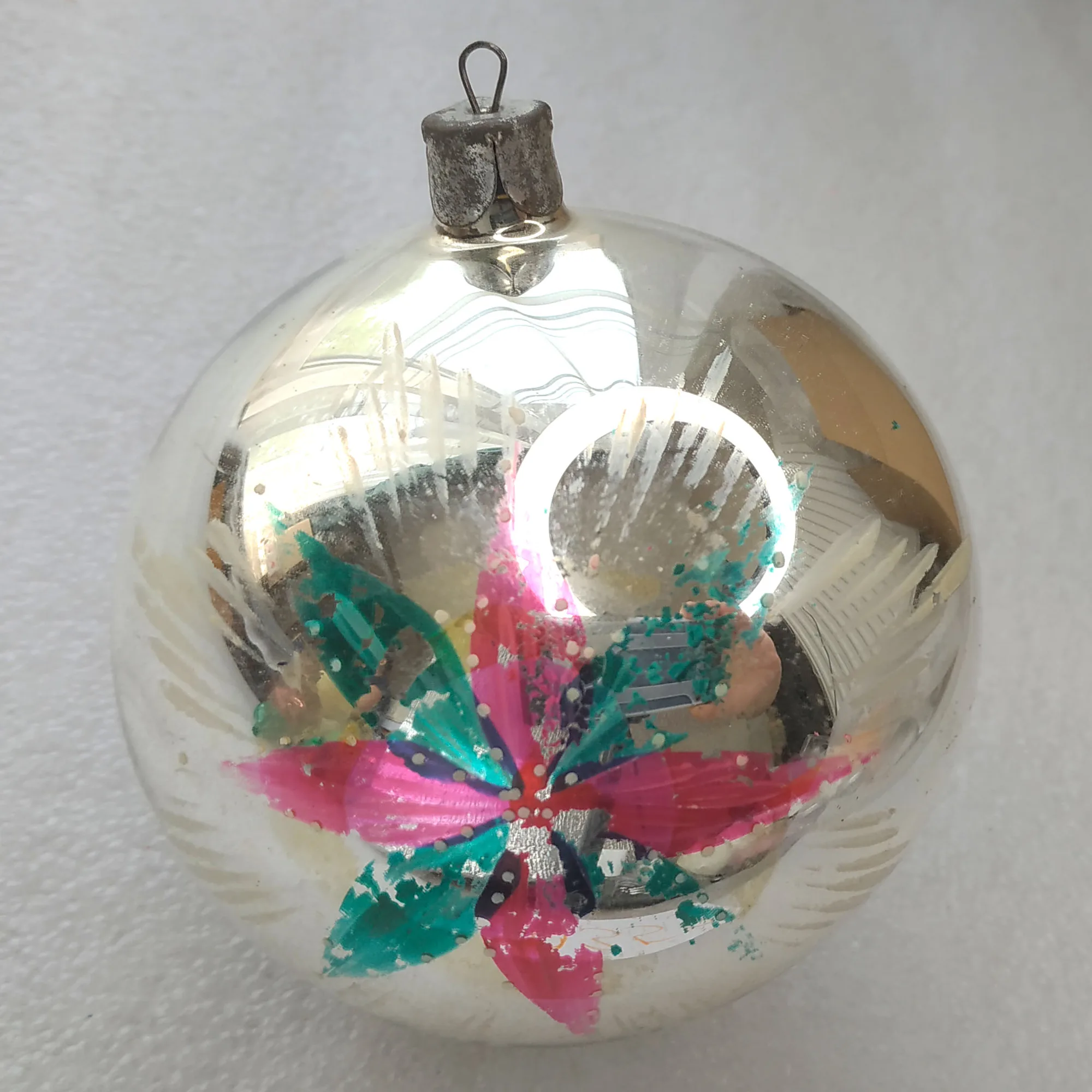 Antique Vintage Glass Christmas Ornament Big Old Ball