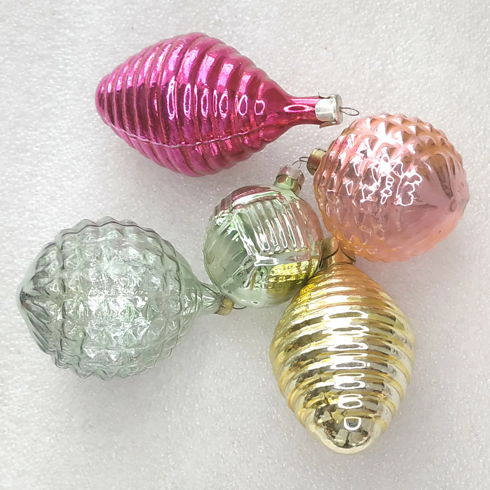 Set of 5 Antique Vintage Glass Christmas USSR Ornaments