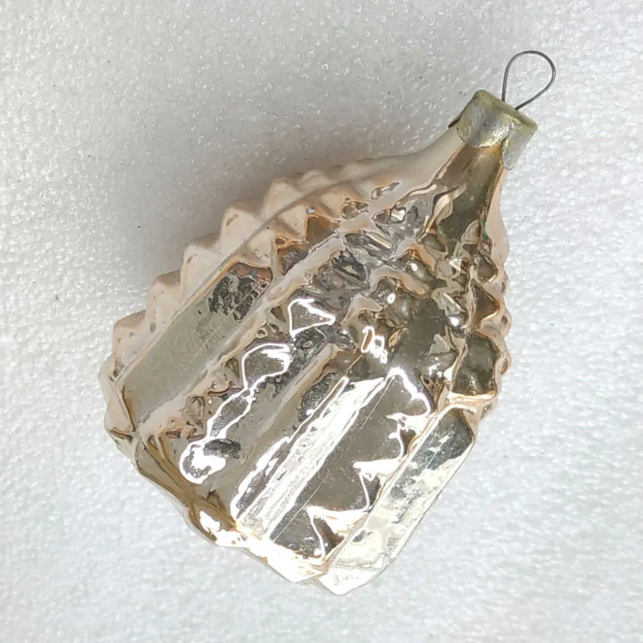 Antique Vintage Silver Glass Christmas Ornament Castle