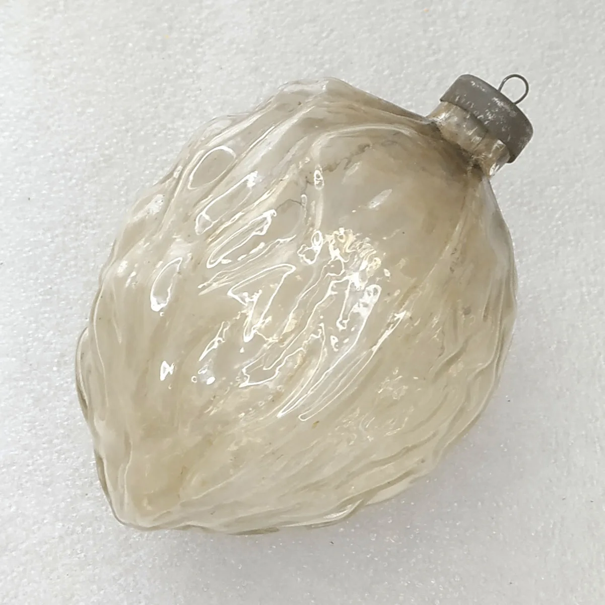 Huge Antique Vintage Glass Christmas Ornament Walnut