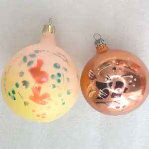 Antique Vintage Glass Christmas Ornament Ball w Birds