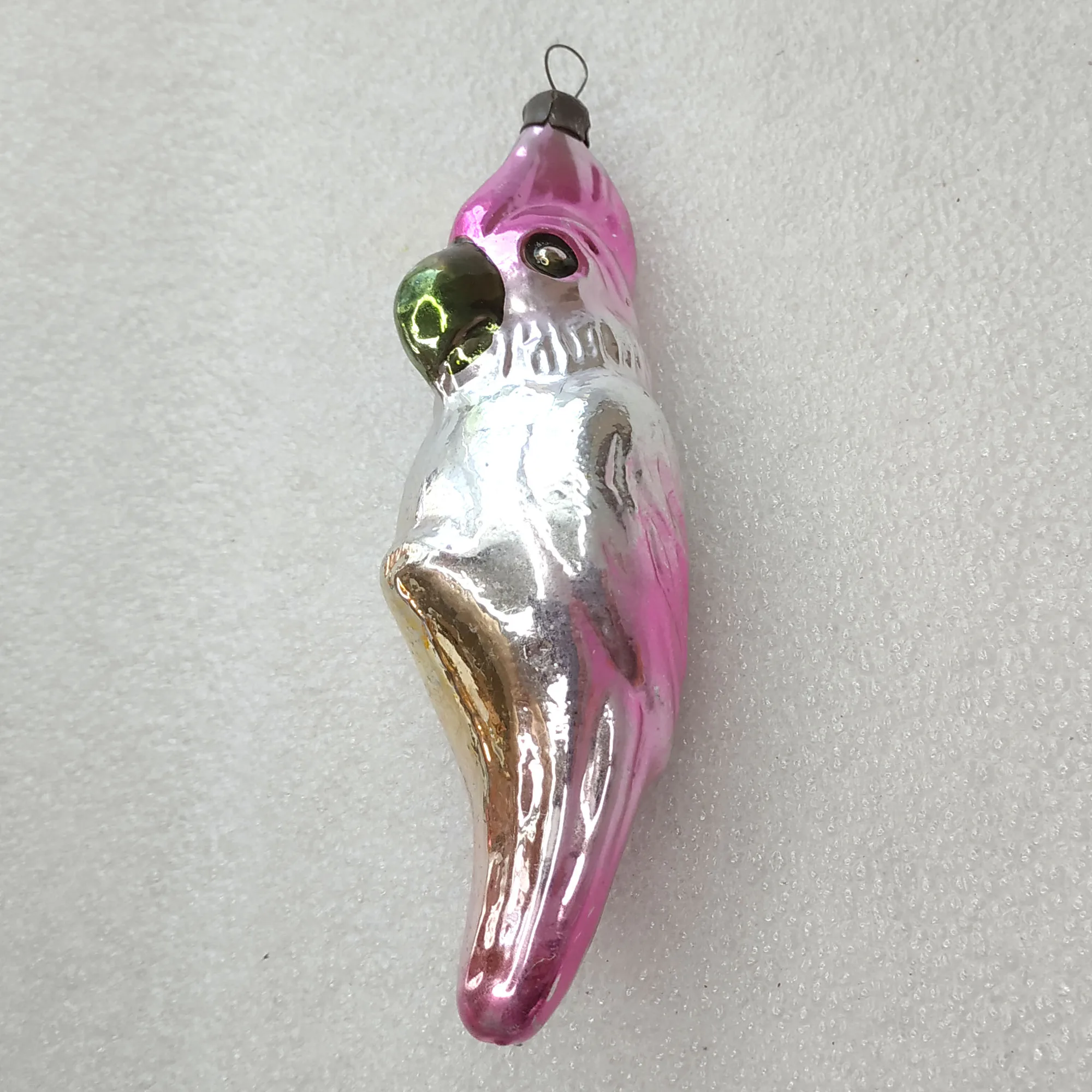 Antique Vintage USSR Glass Christmas Ornament Parrot
