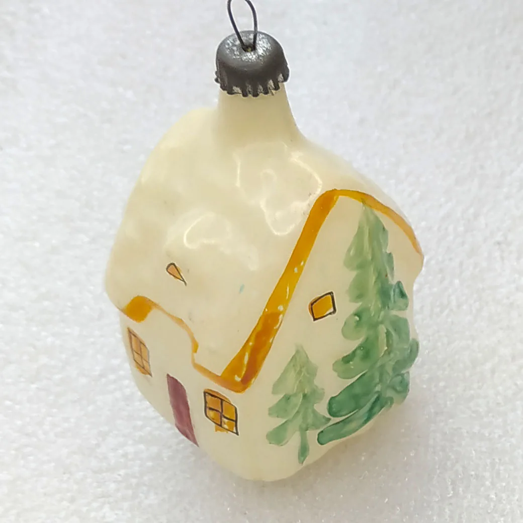 Antique Vintage USSR Glass Christmas Ornament House