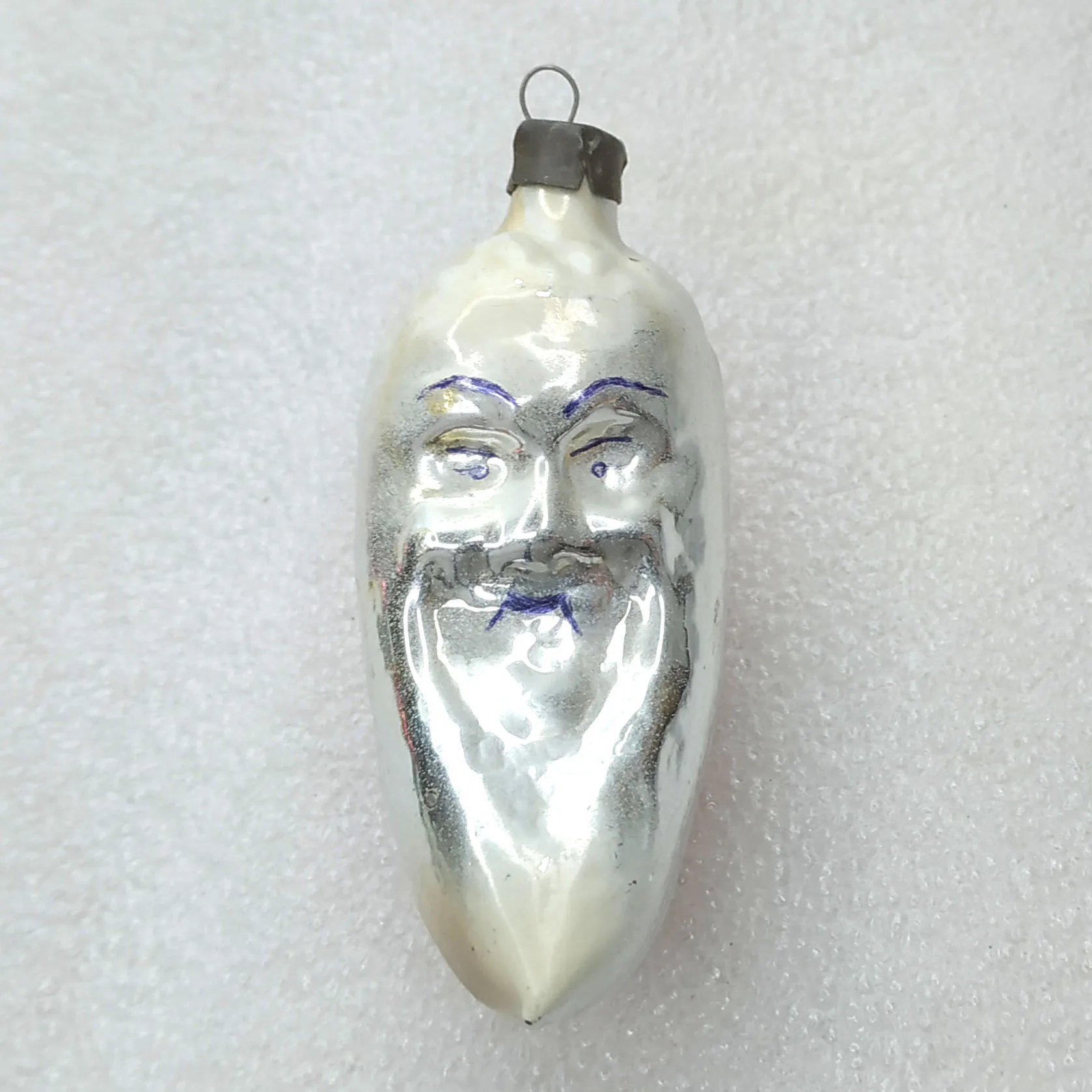 Antique Vintage USSR Glass Christmas Ornament Half Moon
