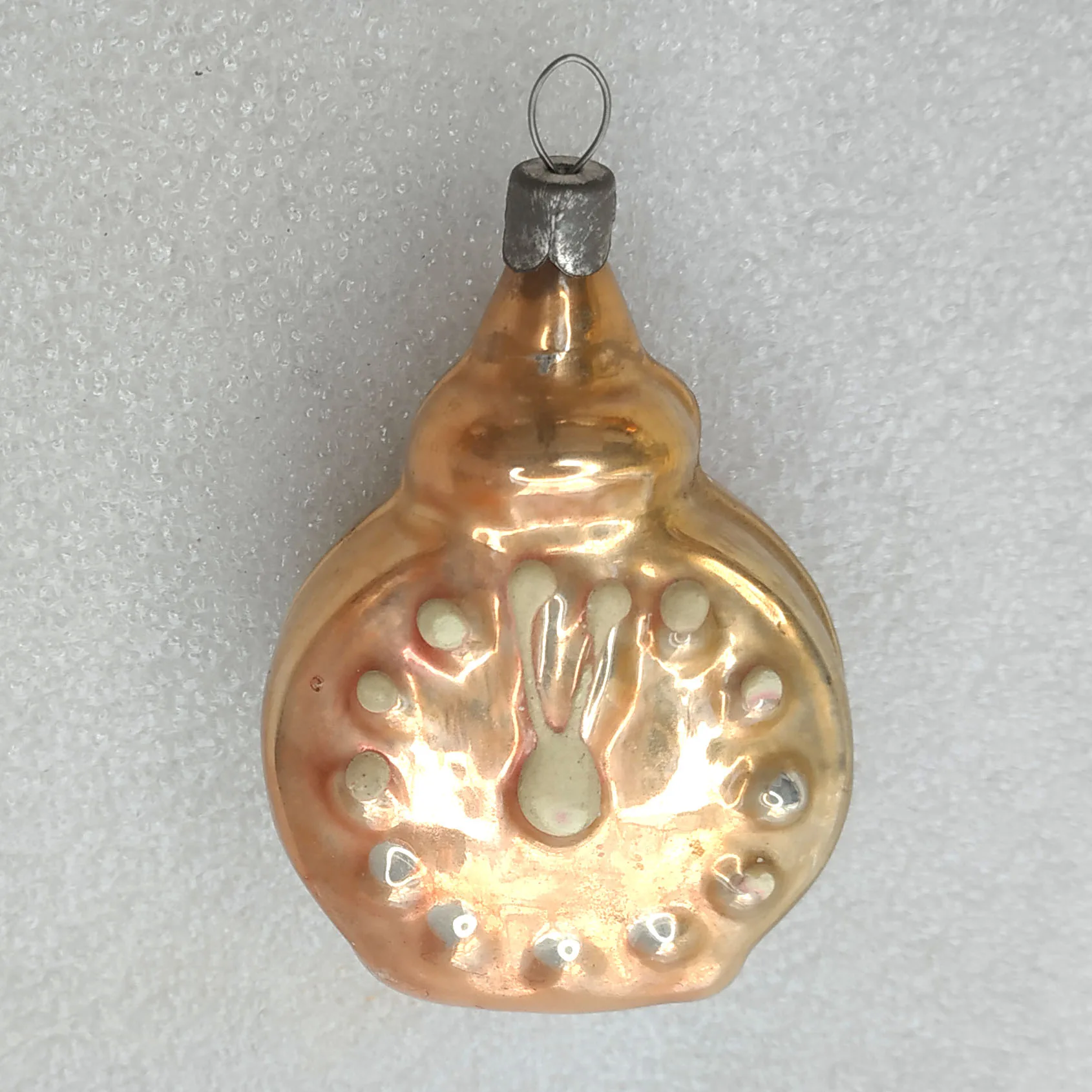 Antique Vintage Glass Christmas Ornament Old Clock